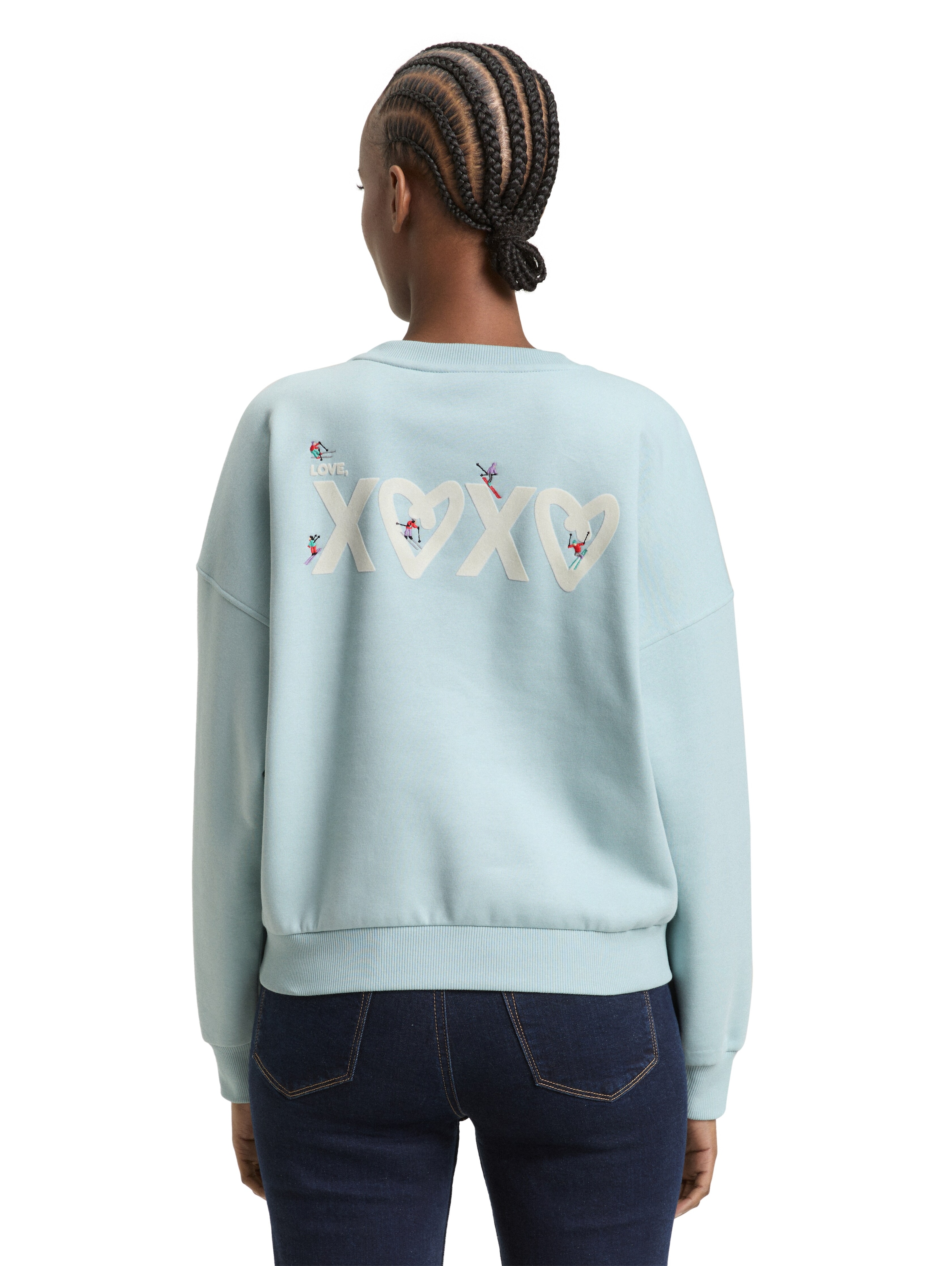 TOM TAILOR Denim Sweatshirt , Rundhals, bequeme Passform, bedruckt
