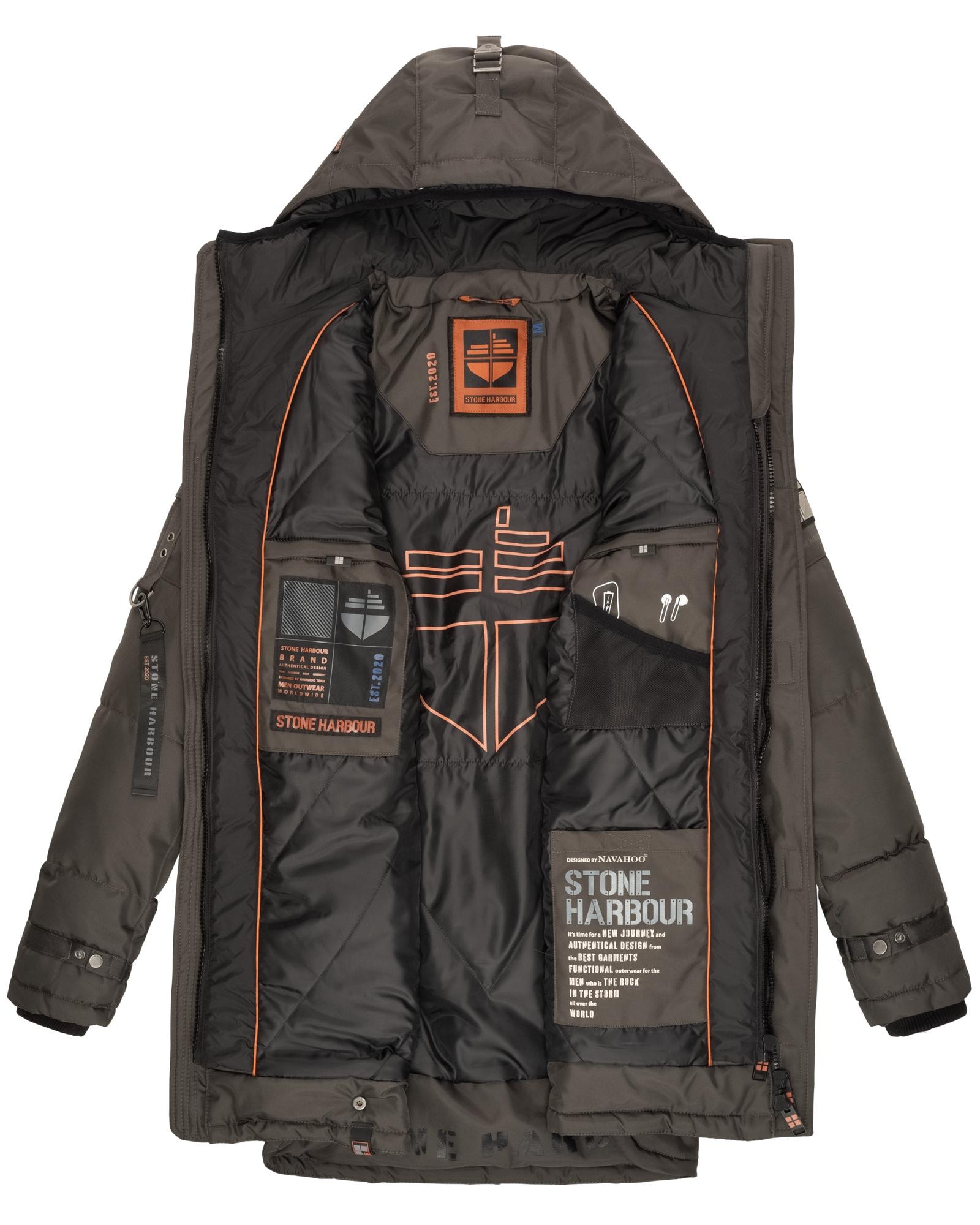 Stone Harbour Winterjacke »Tahaa«, mit Kapuze, Warm gefütterter Herren Wintermantel mit doppelter Kapuze