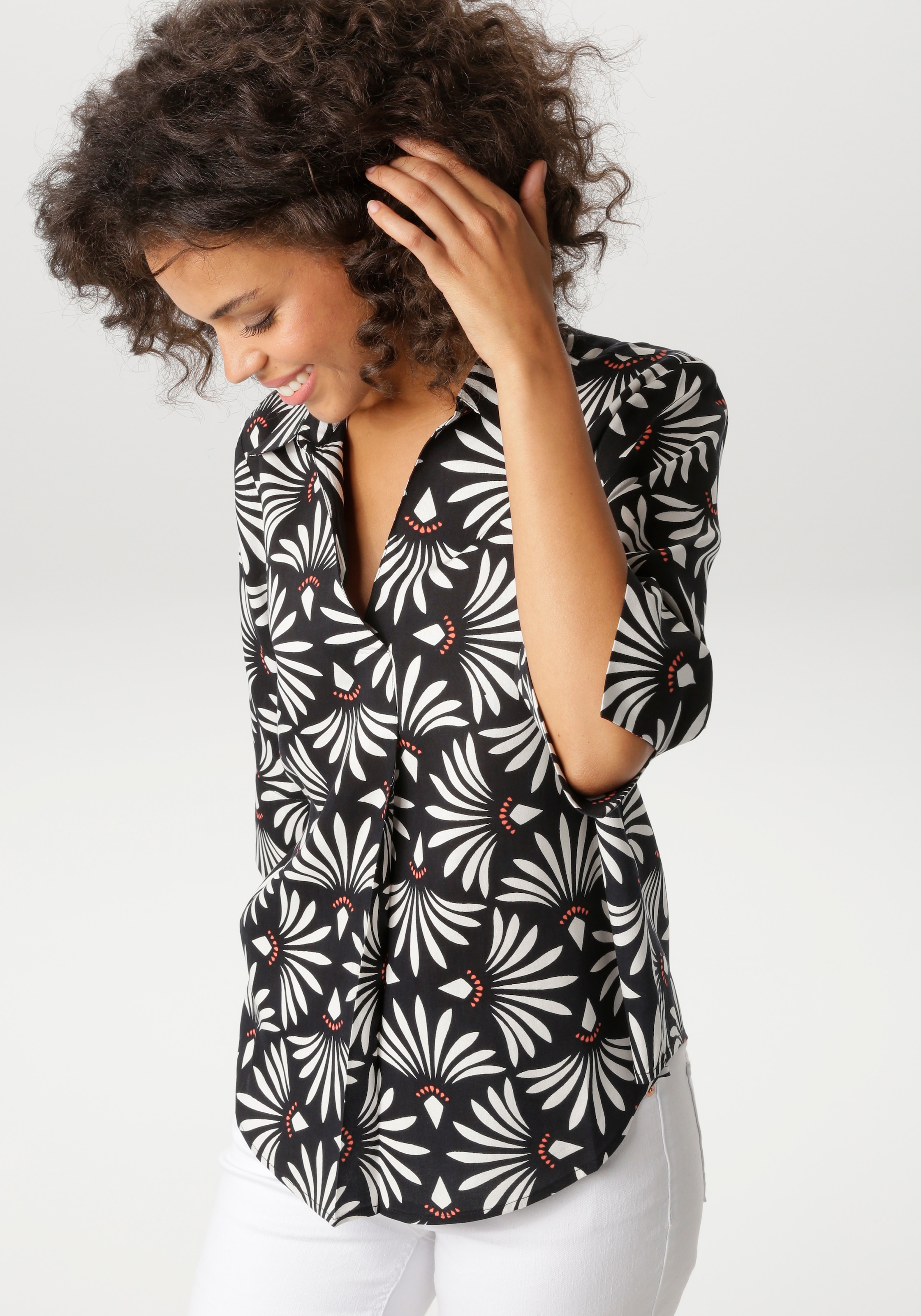 Aniston CASUAL Schlupfbluse mit fantasievollem, grafischen Druck - NEUE KOL günstig online kaufen