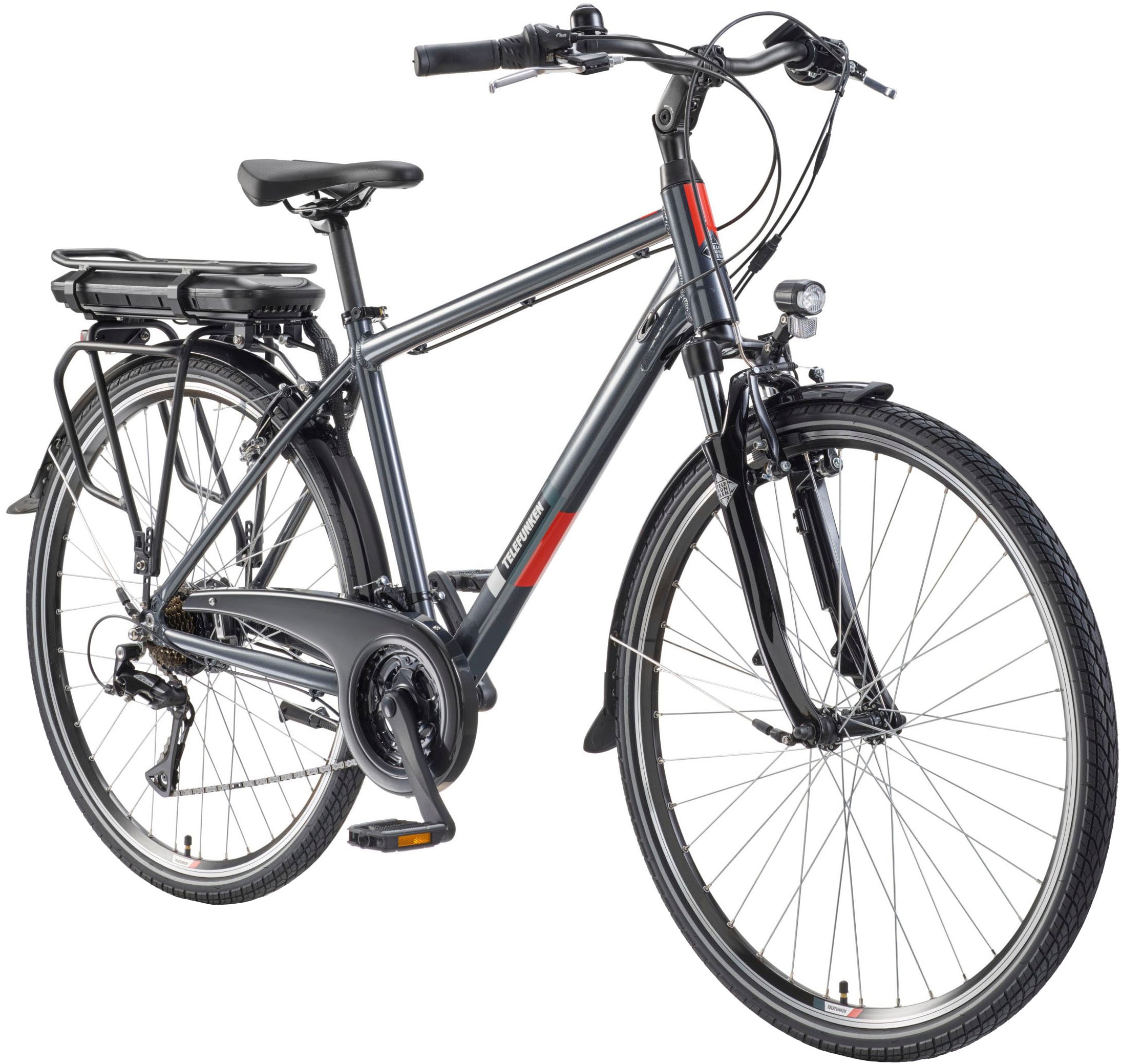 Telefunken E-Bike »E-Trekking Expedition XT485 Herren«, 21 Gang, Shimano, Acera, Heckmotor 250 W, Pedelec, Elektrofahrrad, Trekkingrad, Herren, innerhalb StVZO, 28 Zoll