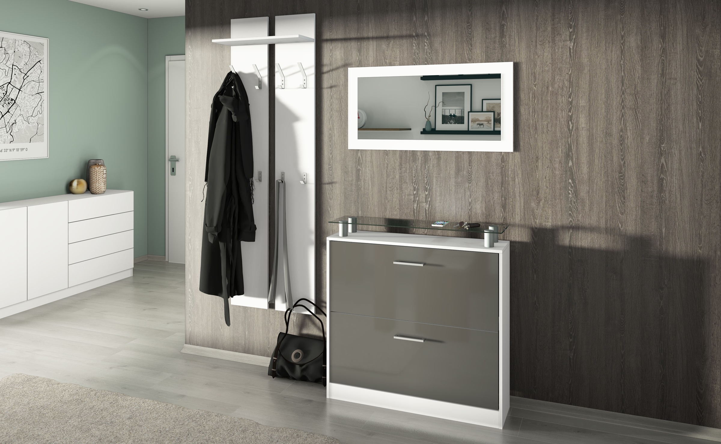 Thumbnail - borchardt Möbel Garderoben-Set "Finn" Set, 3 Stk. tlg.