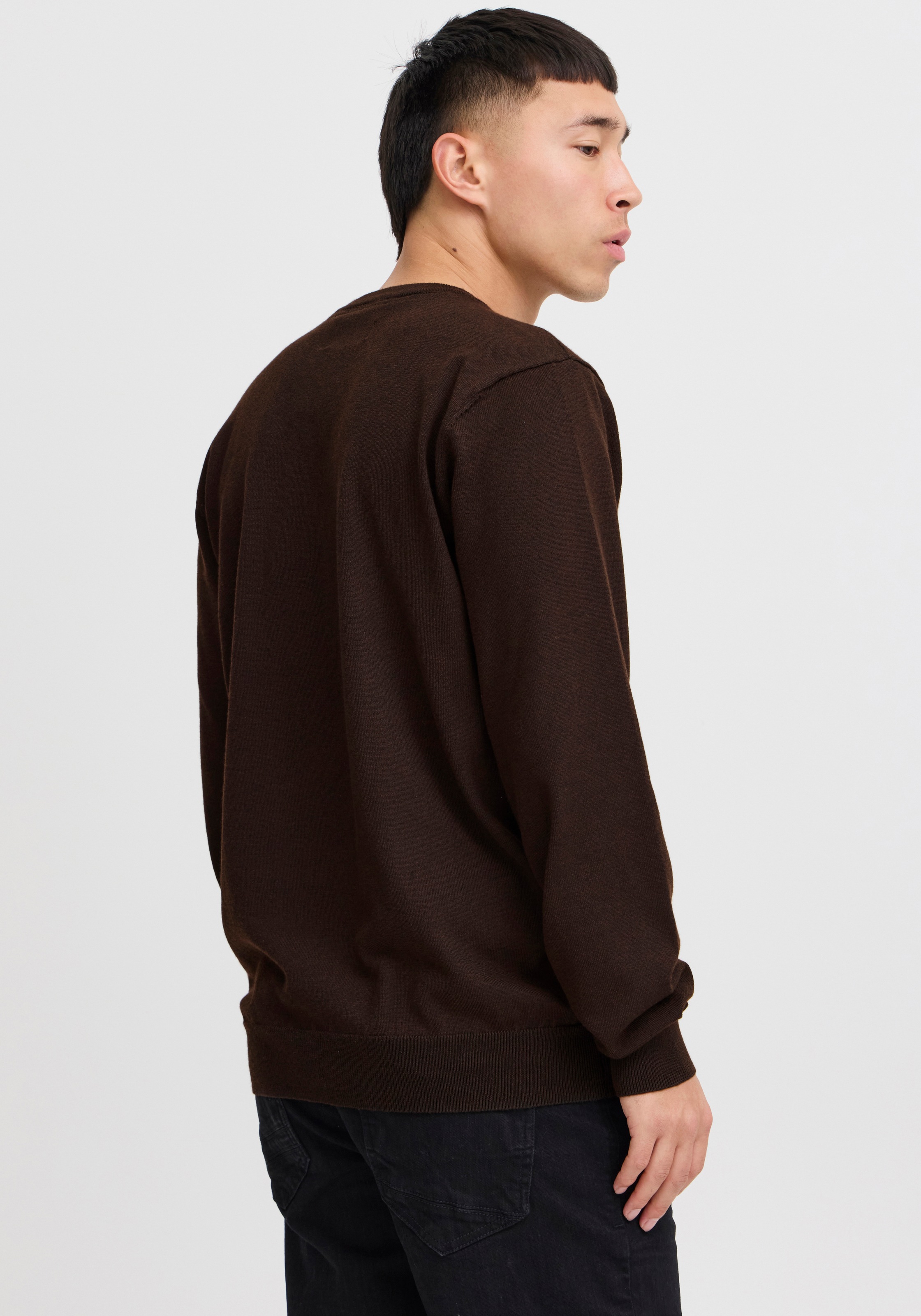 Longpullover BLEND "BHBruton", Herren, Gr. S, forest night, 100% Polyester, meliert, normal normal, Rundhals, Pullover Longpullover, Stilvoller melierter Strickpullover 6