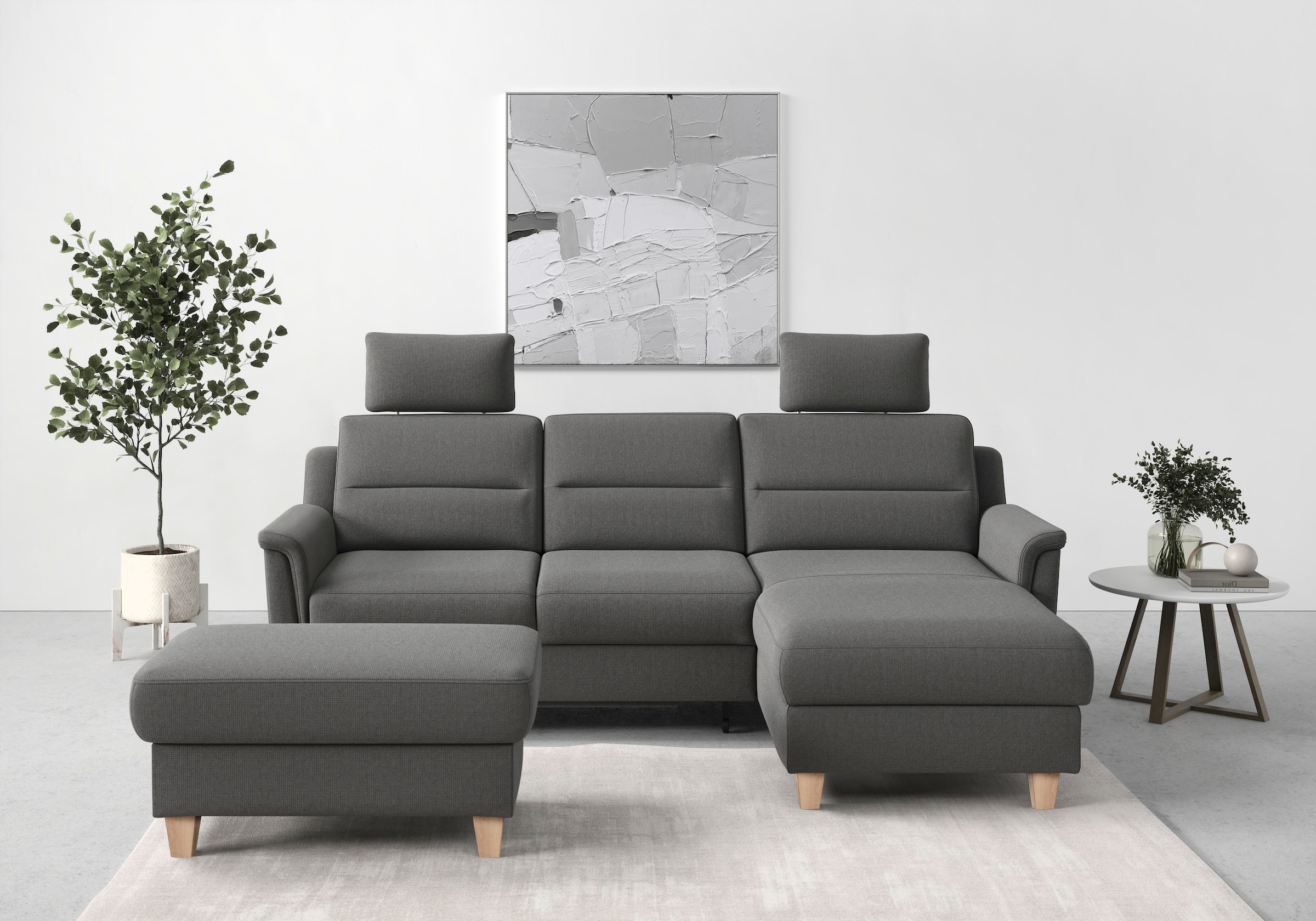 sit&more Ecksofa "Farö L-Form" inklusive Federkern, wahlweise mit Schlaffunktion und Bettkasten