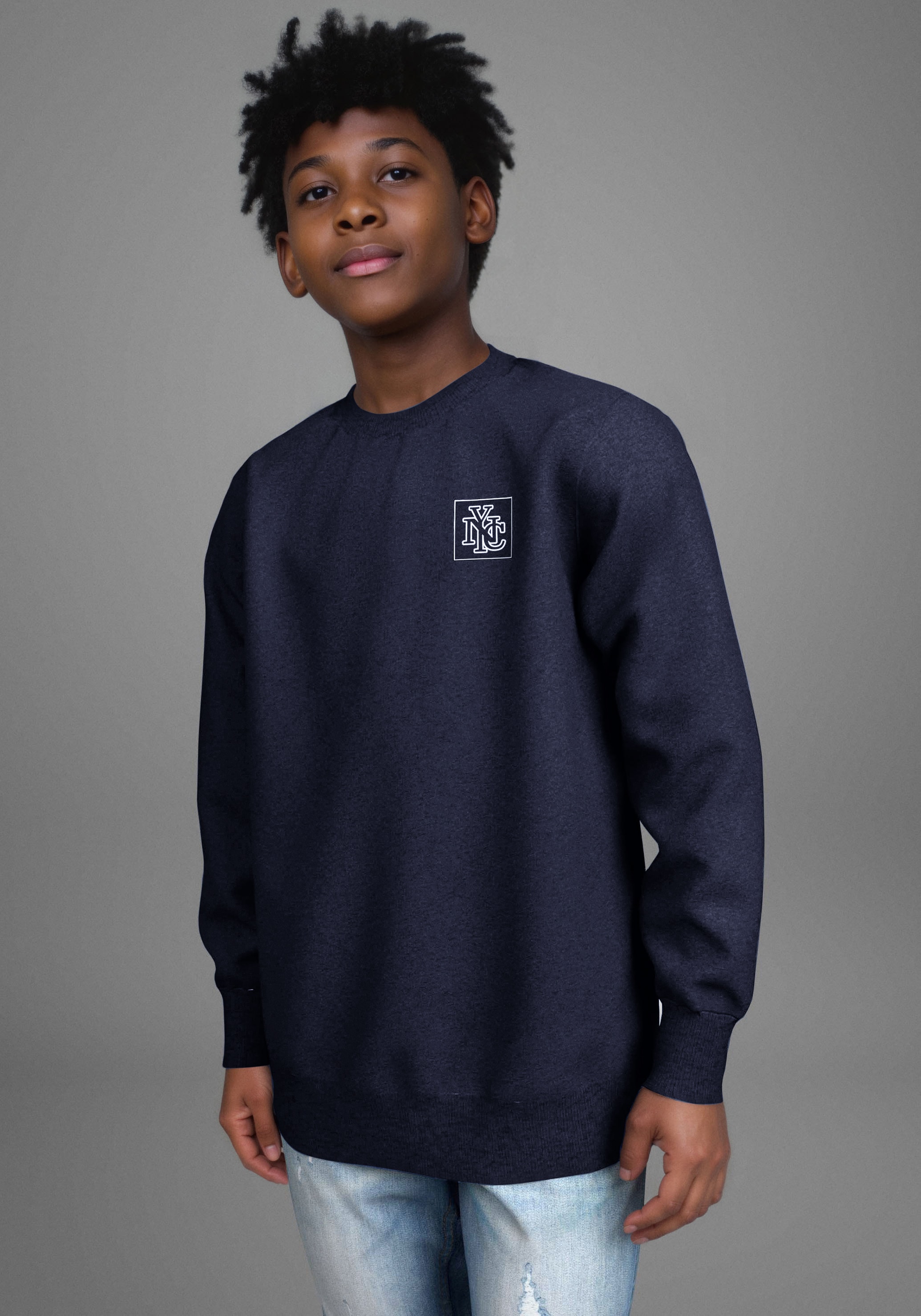 Kidsworld Herren Marine Sweatshirt "Rundhals Sweatshirt" Basic Sweater erhältlich in Größe 128/134/140/146/152/158/164/170/176/182 von Baur