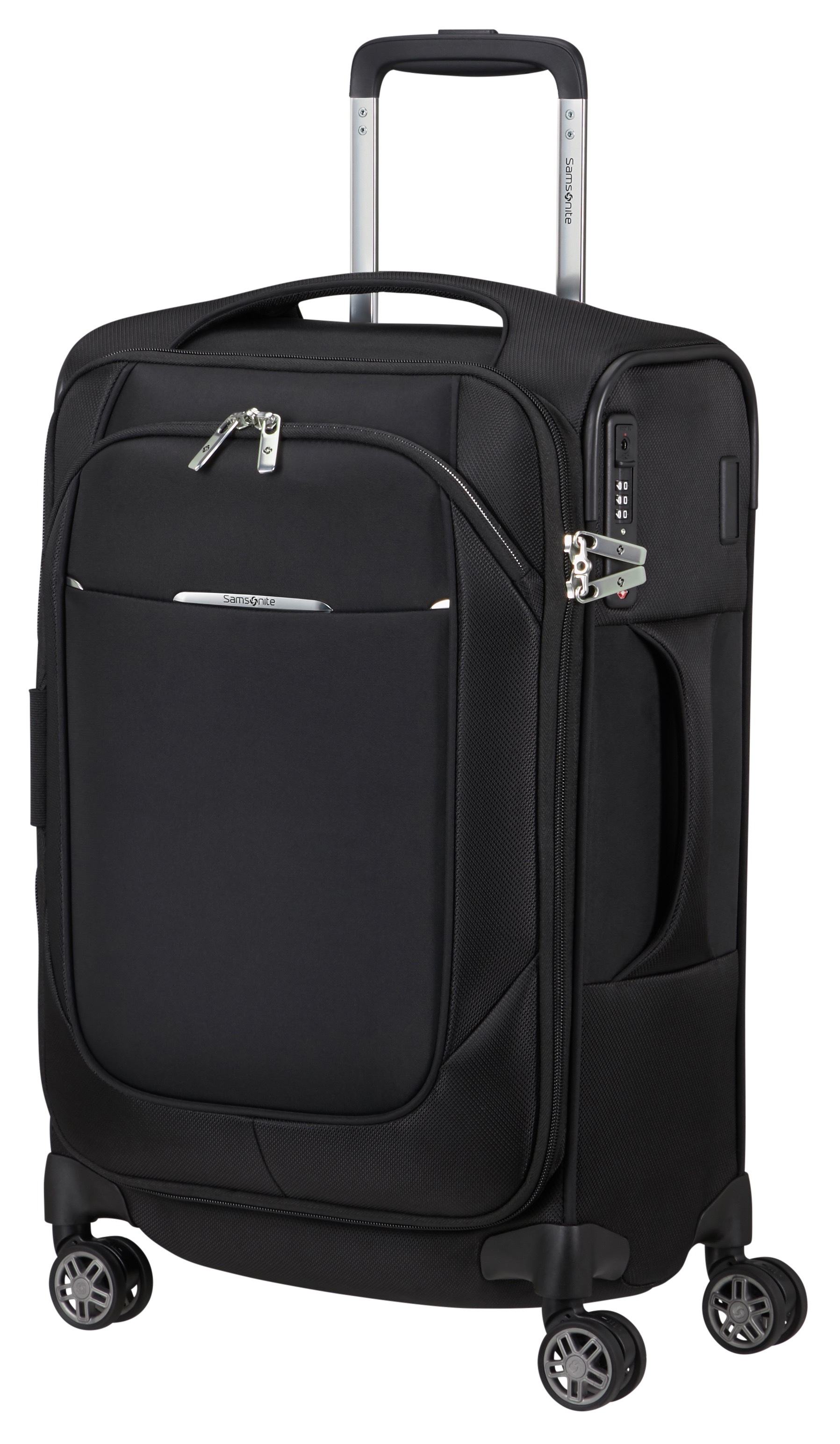 Weichgepäck-Trolley SAMSONITE "RE-LITE, verschiedene Größen und Farben", Gr. B/H/T: 22cm x 55cm x 35cm 36 l, schwarz, Polyester, Koffer, Reisekoffer TSA-Schloss Stickerbogen Volumenerweiterung Laptopfach