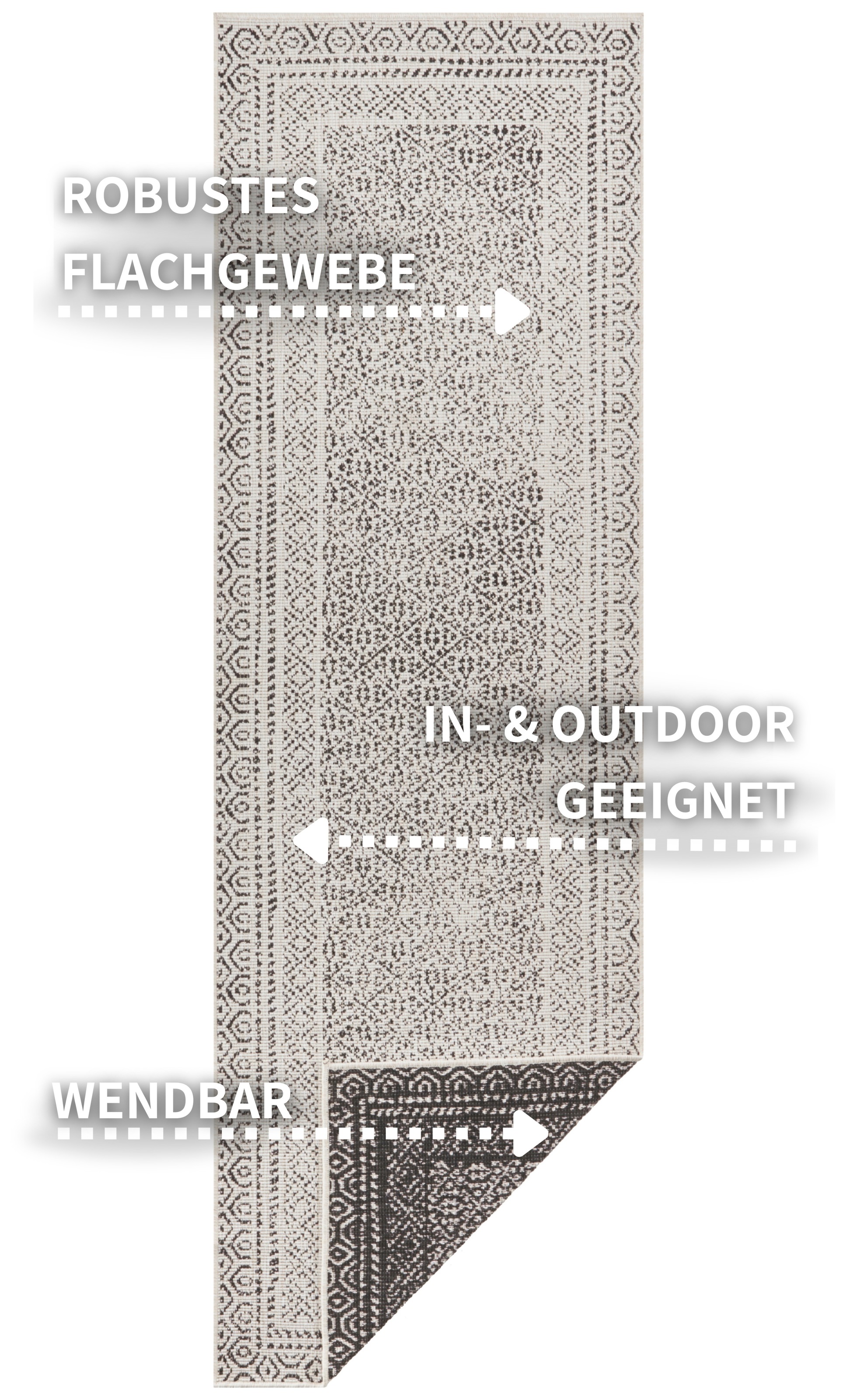 my home Teppich »Bernard Wendeteppich«, rechteckig, 5 mm Höhe, auch als Läufer, Robust, Pflegeleicht, Flachgewebe, In- und Outdoor