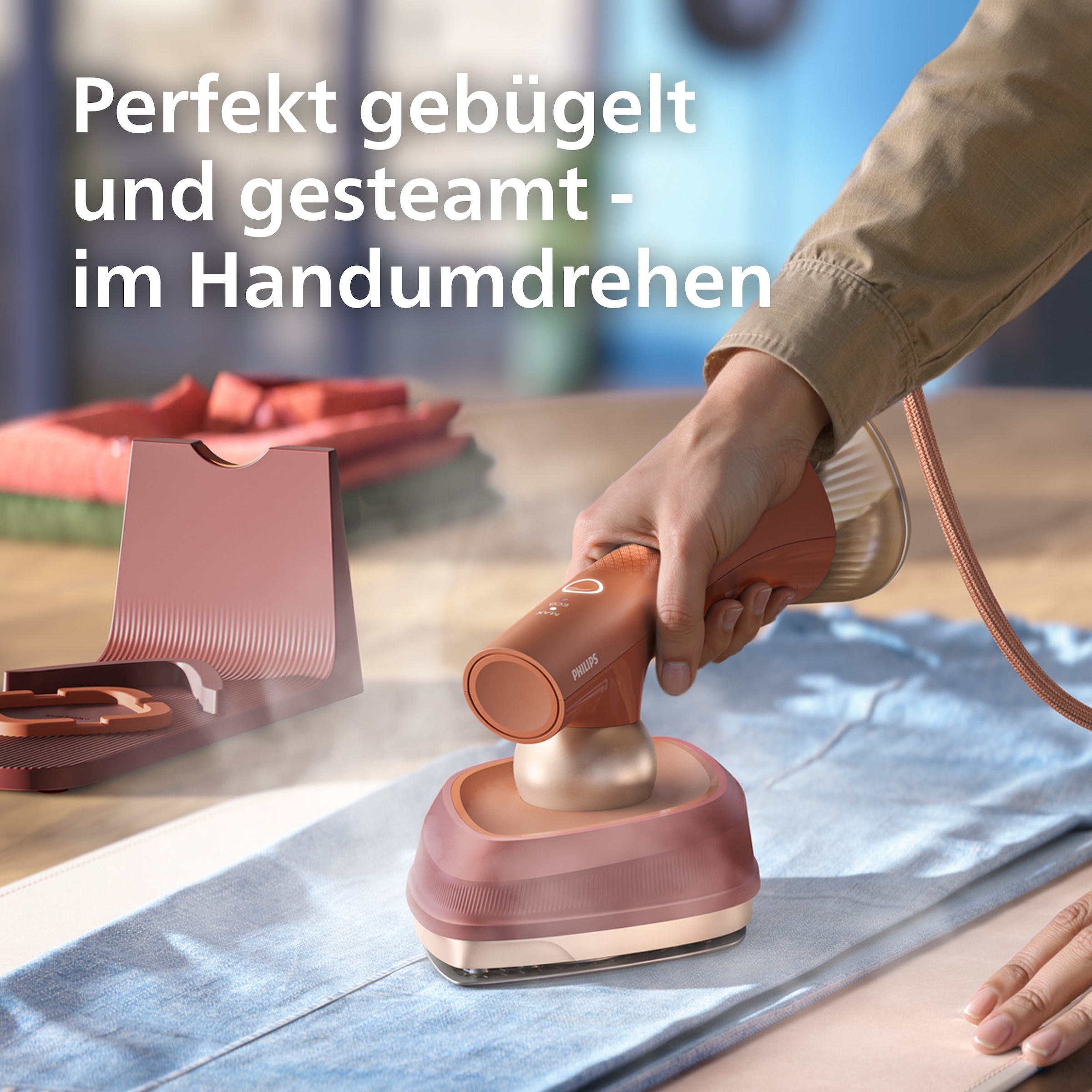 Philips Dampfbügeleisen »GC213/10 OneTurn 2-in-1 Bügeleisen & Steamer, StyleMat & Dock inkl.« 1800 W SteamGlide Plus, 200ml Wasserbehälter und 90 g Dampfstoß