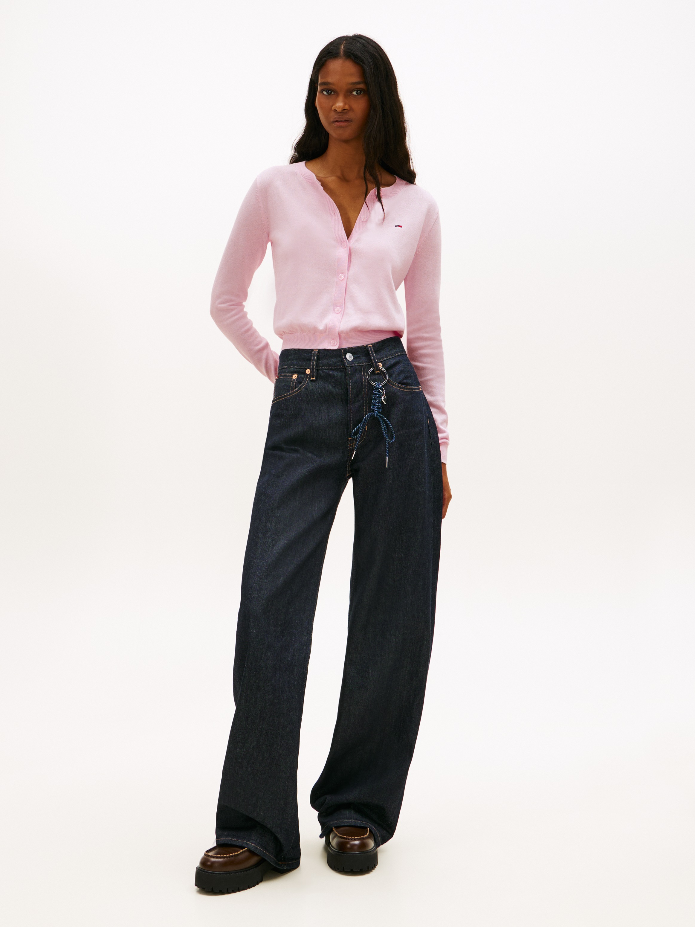 Thumbnail - Tommy Jeans Strickjacke "TJW ESSENTIAL CREW NECK CARDIGAN" Baumwolle