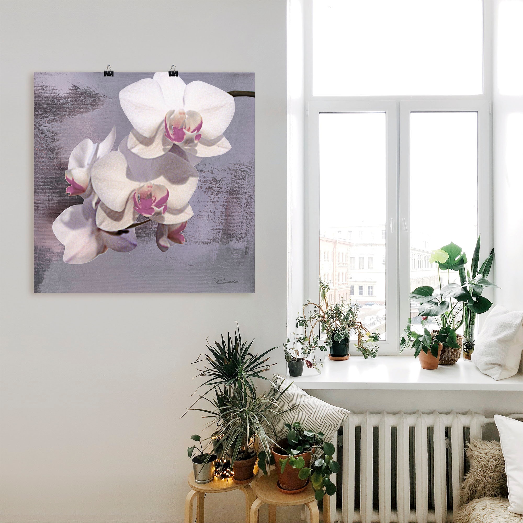 Artland Leinwandbild »Orchideen vor Violett II«, Blumen, (1 St.), auf Keilrahmen gespannt