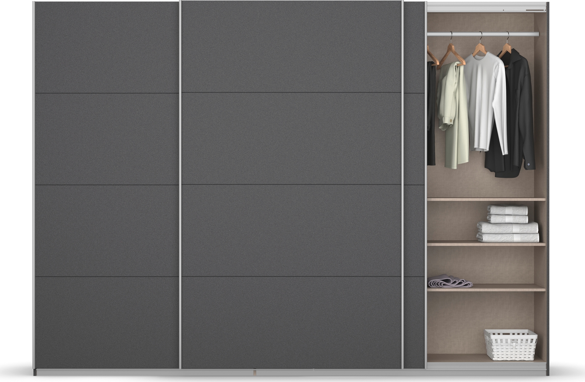 rauch Schwebetürenschrank »Kleiderschrank Schrank Garderobe KOLUNA mit Dekor-Front«, inkl. 2 Innenschubladen sowie extra Einlegeböden MADE IN GERMANY