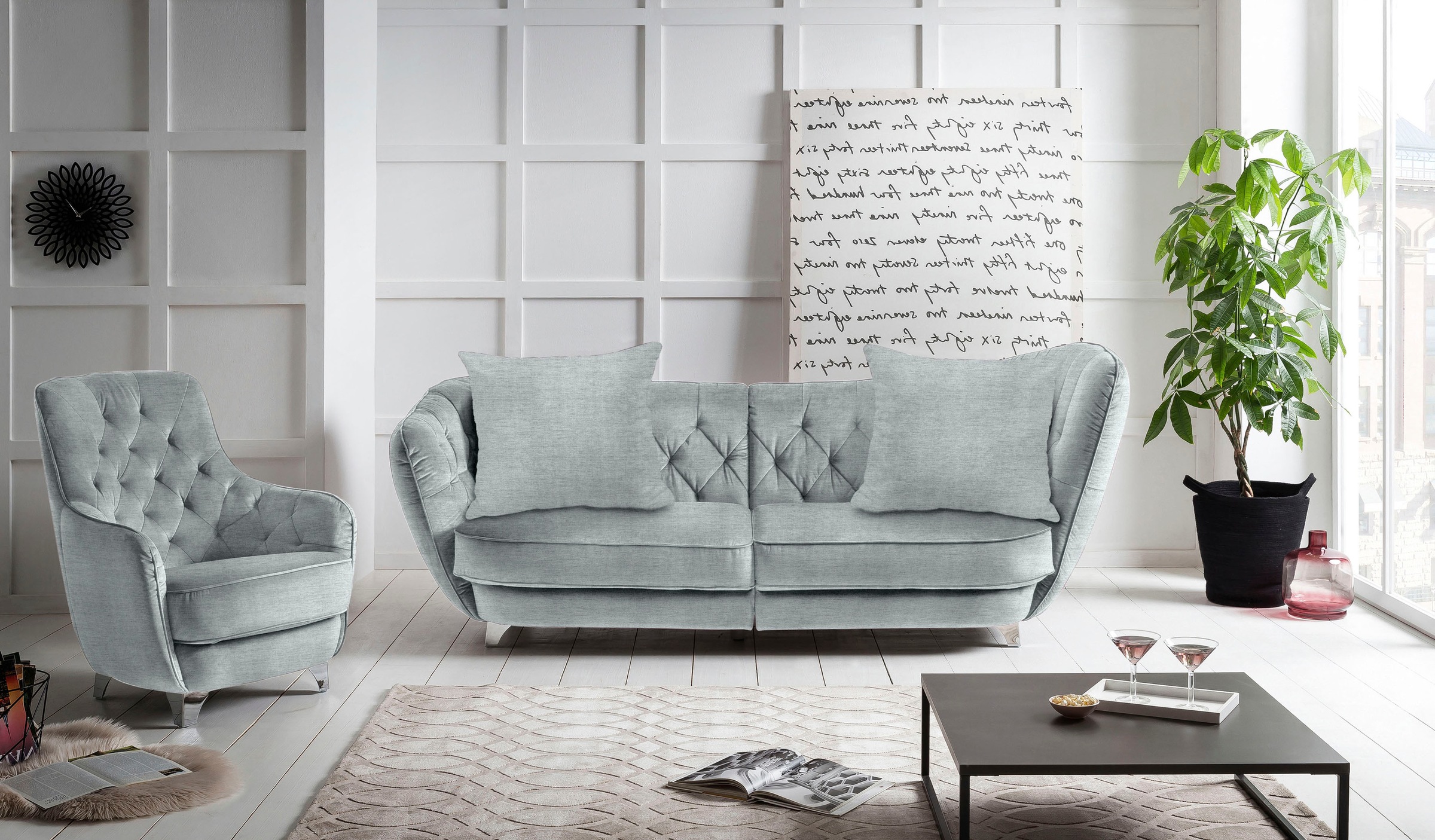 Leonique Big-Sofa "Retro", stylischer Hochlehner günstig online kaufen