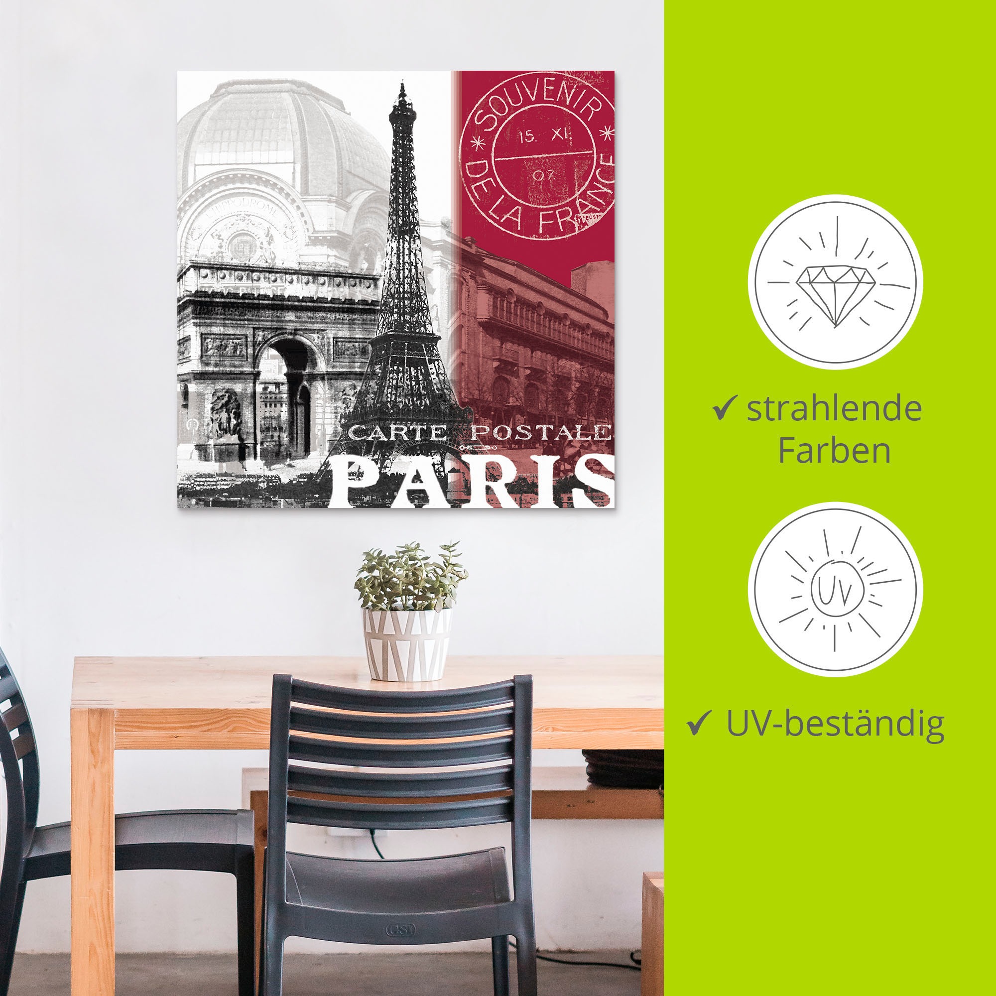 Artland Wandbild »Paris«, Gebäude, (1 St.), als Alubild, Outdoorbild, Leinwandbild in verschied. Größen