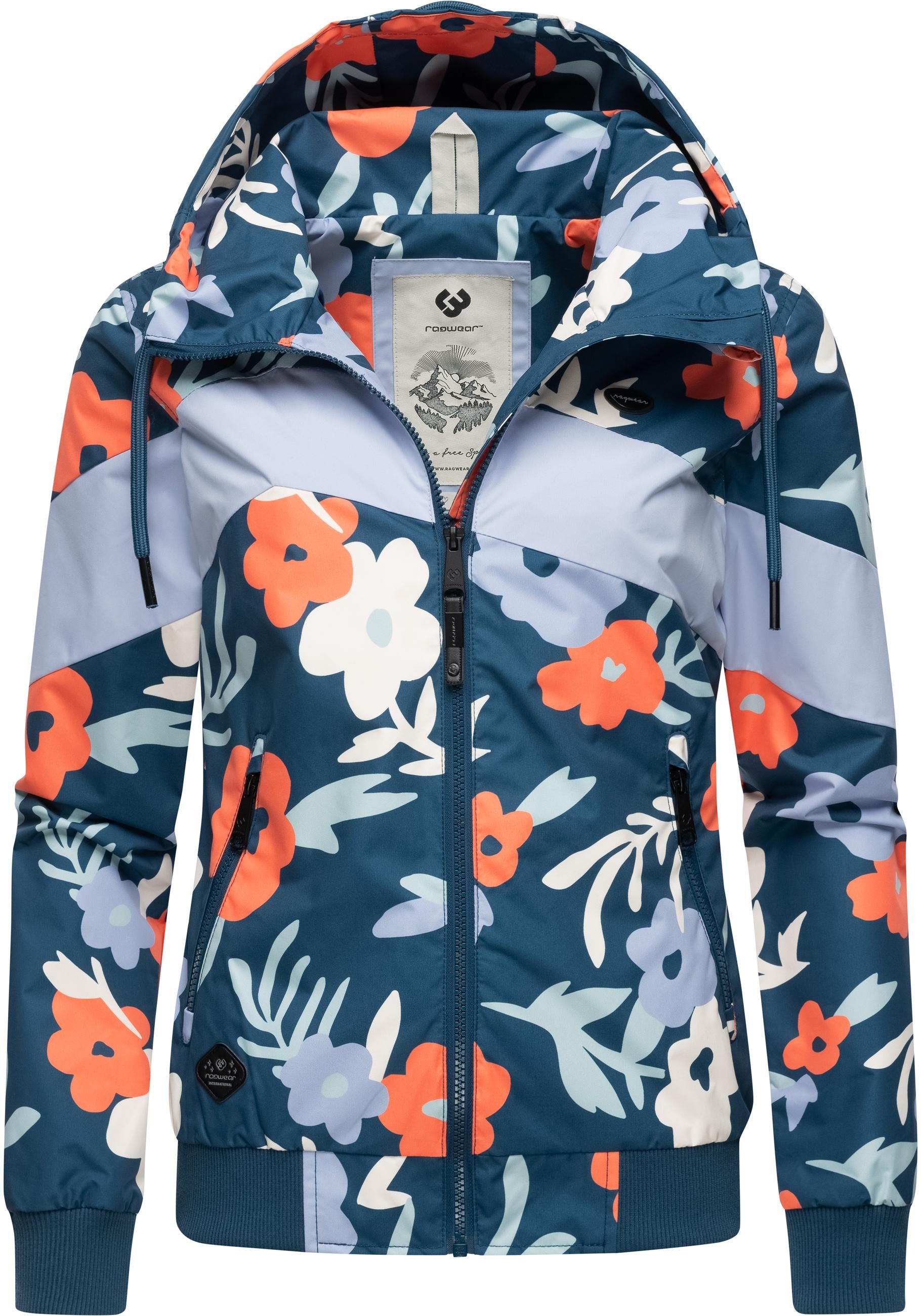 Ragwear Outdoorjacke »Nuggie Block Flower«, mit Kapuze, modische Damen Freizeitjacke mit floralem Print