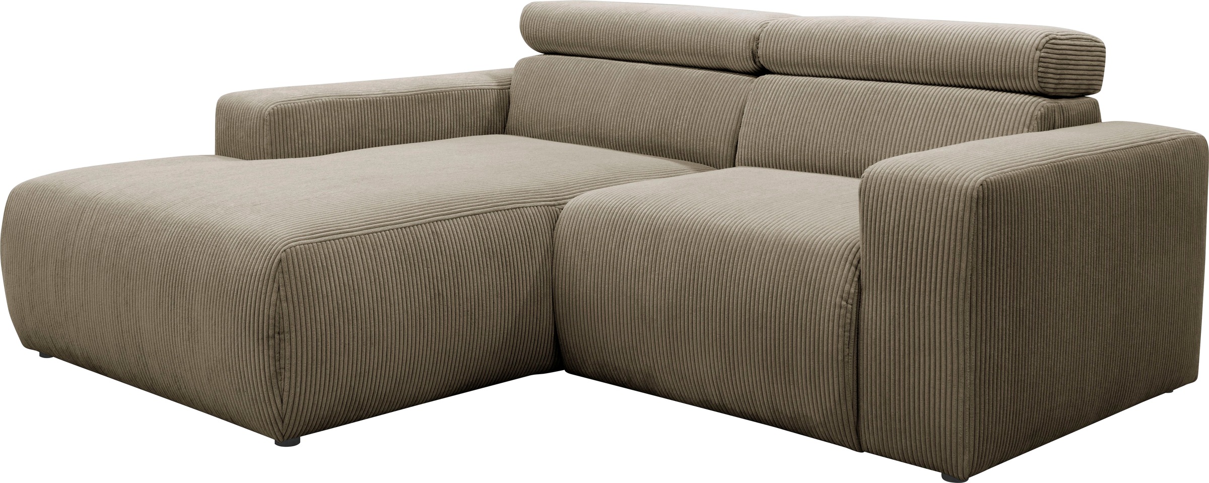 Thumbnail - DOMO collection Ecksofa "Brandon, inkl. Kopfteilverstellung, B/T/H: 214/100/80 cm, L-Form" Cord, schlamm