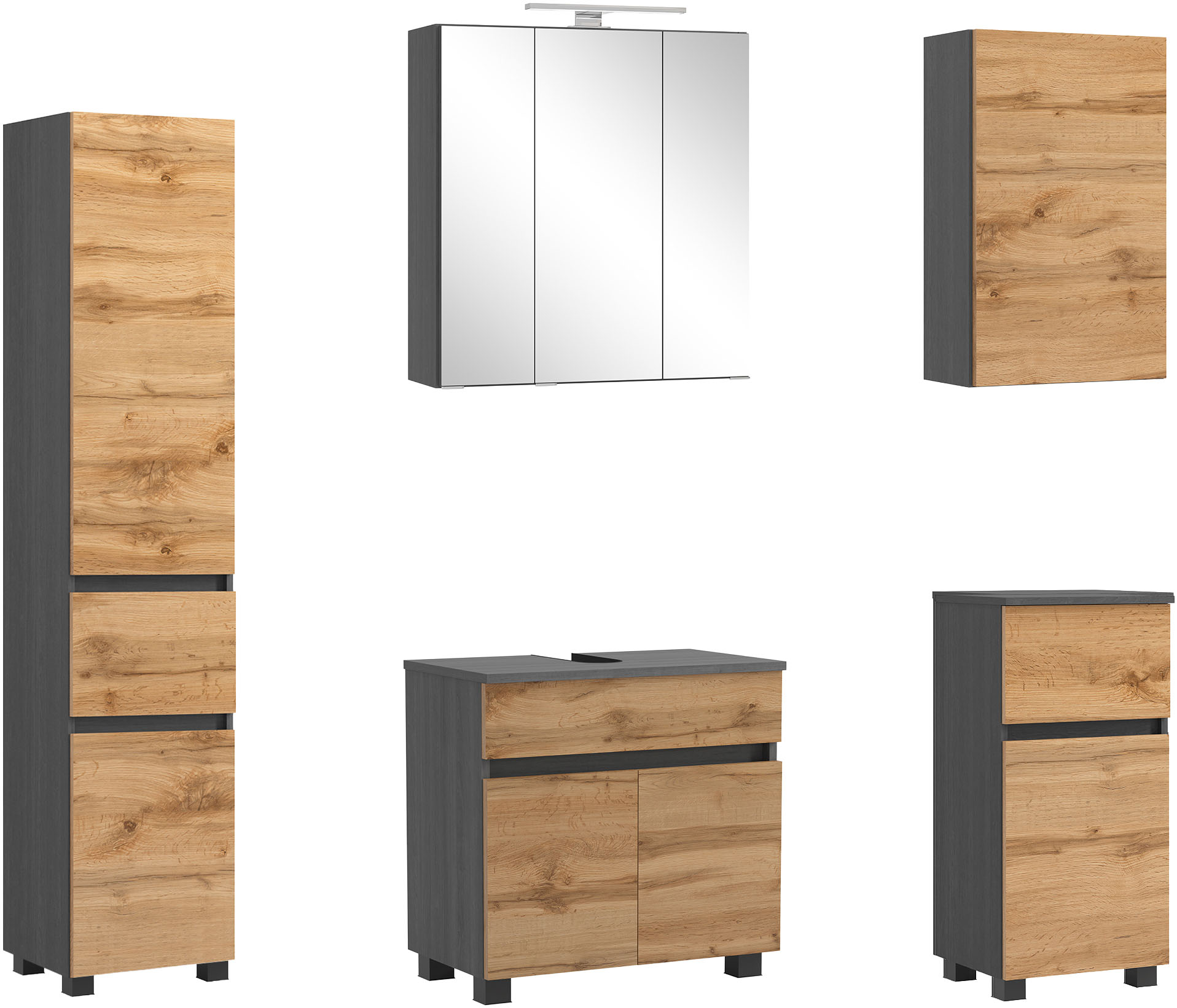 OTTO home Badmöbel-Set "BOZEN, 5-tlg. Unterbecken-Set - Seitenschrank"