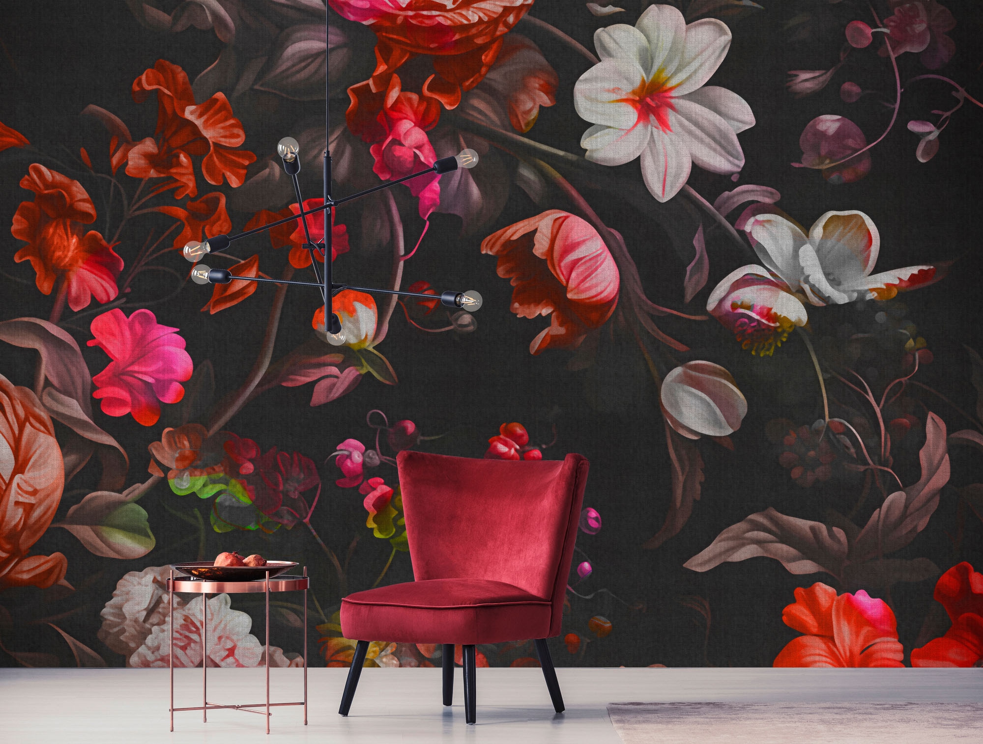 living walls Fototapete »Walls by Patel 5 Fototapete Blüten im Neon-Look« floral glatt Blüten im Neon-Look auf 200 g/m² Premium-Vlies