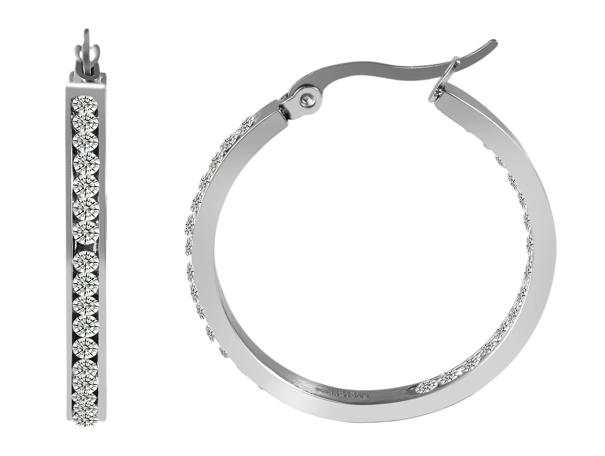 Adelia´s Paar Creolen »Damen Ohrringe – Creole aus Edelstahl mit Strass Steinchen« Ideal zum Verschenken – schlicht und stilvoll