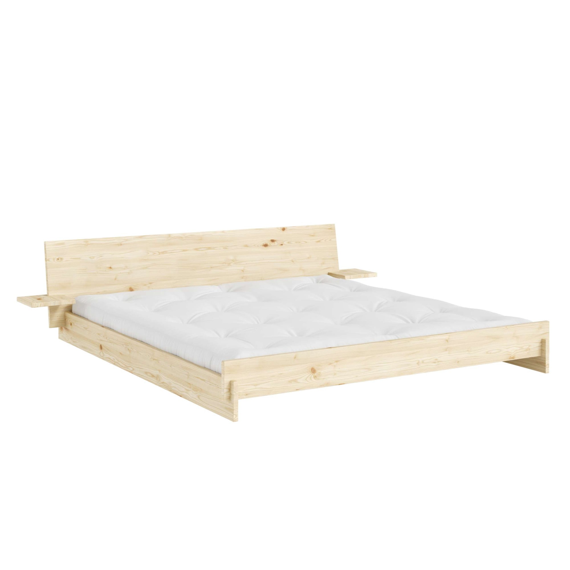 Karup Design Bettgestell "Latch Bed mit Kopfteil, FSC-zertifiziertes Massivholz, Made in Europe" mit 2 Ablagen, inklusive Lattenrost, ohne Matratze, massive Qualität