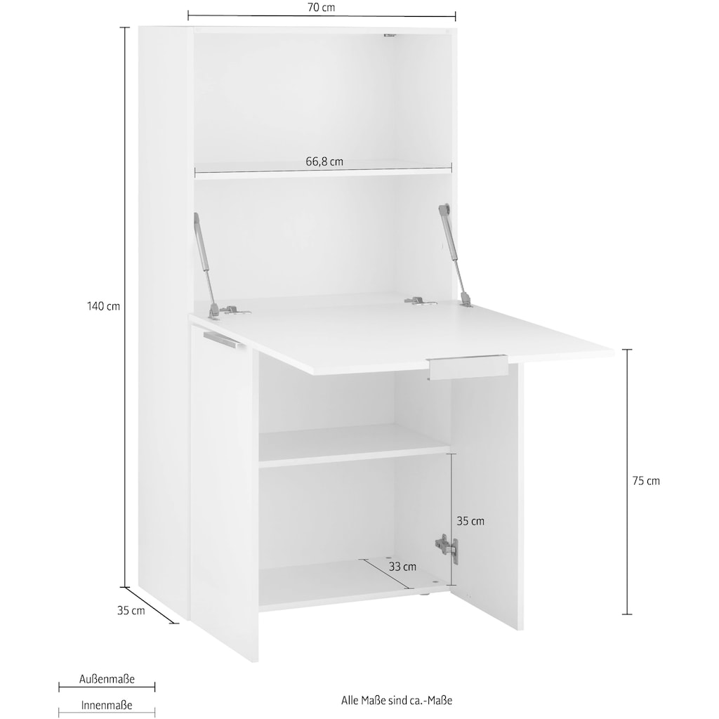 INOSIGN Sekretär »Dalia, Schreibtisch,«, PC-Schrank im modernen Design, Breite 70 cm, Made in Italy