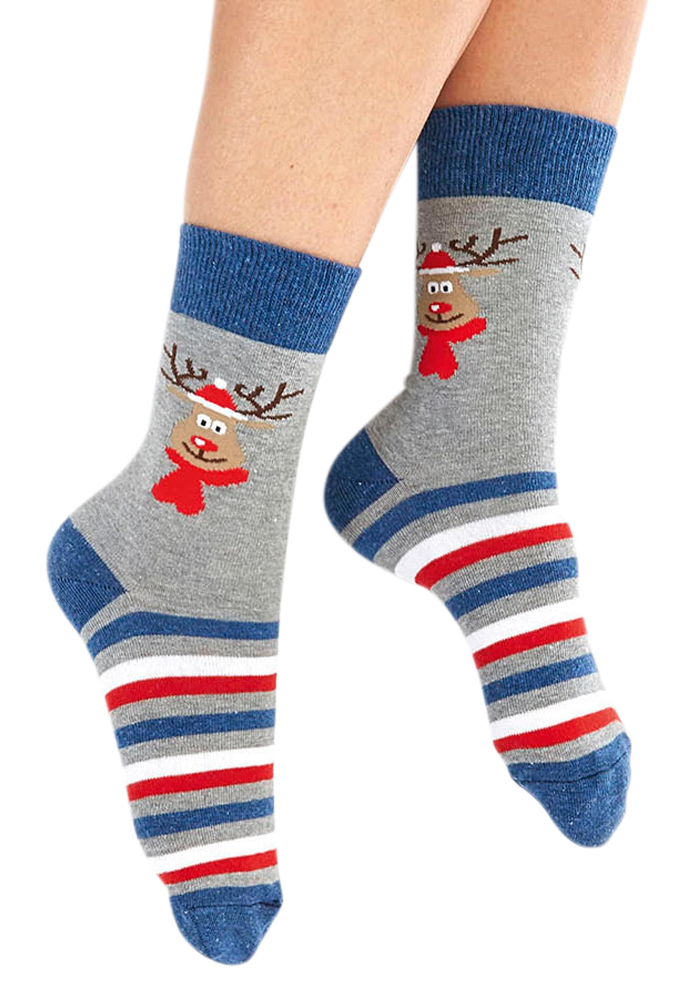 H.I.S Socken Packung, 3 Stk. tlg. mit Weihnachts-Design