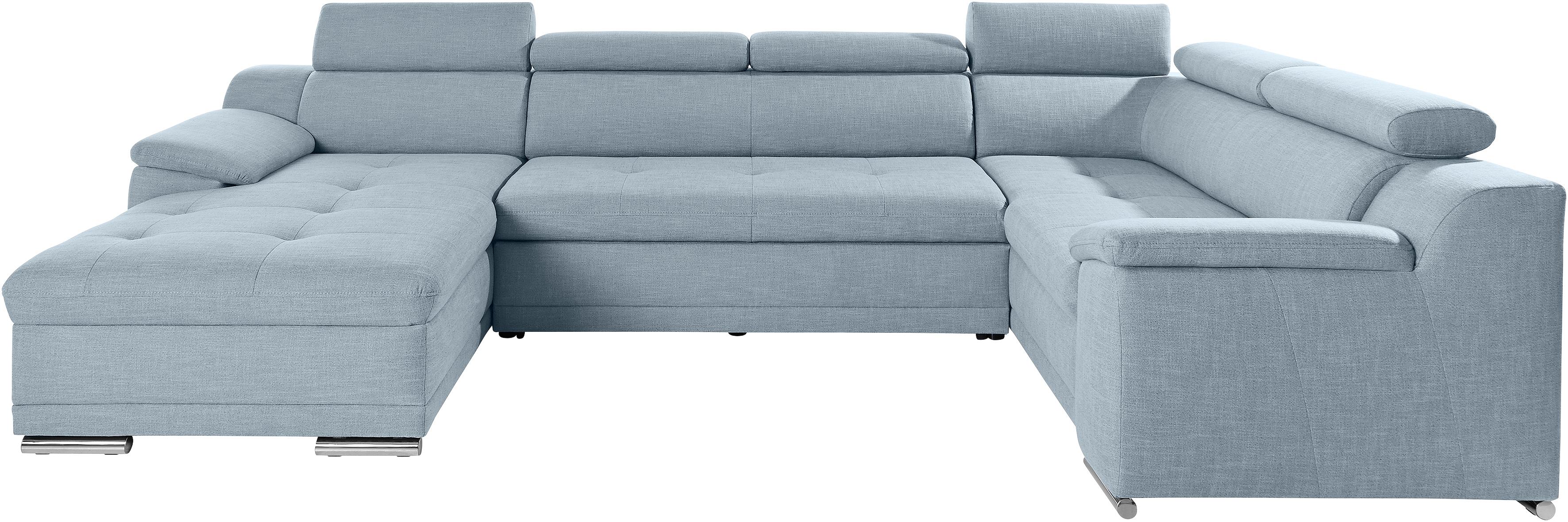 Wohnlandschaft "Andiamo U-Form, B: 336 cm, Kopfteilverstellung, XXL-Sofa" optional Schlaffunktion, frei stellbar, Couch für Wohnkomfort