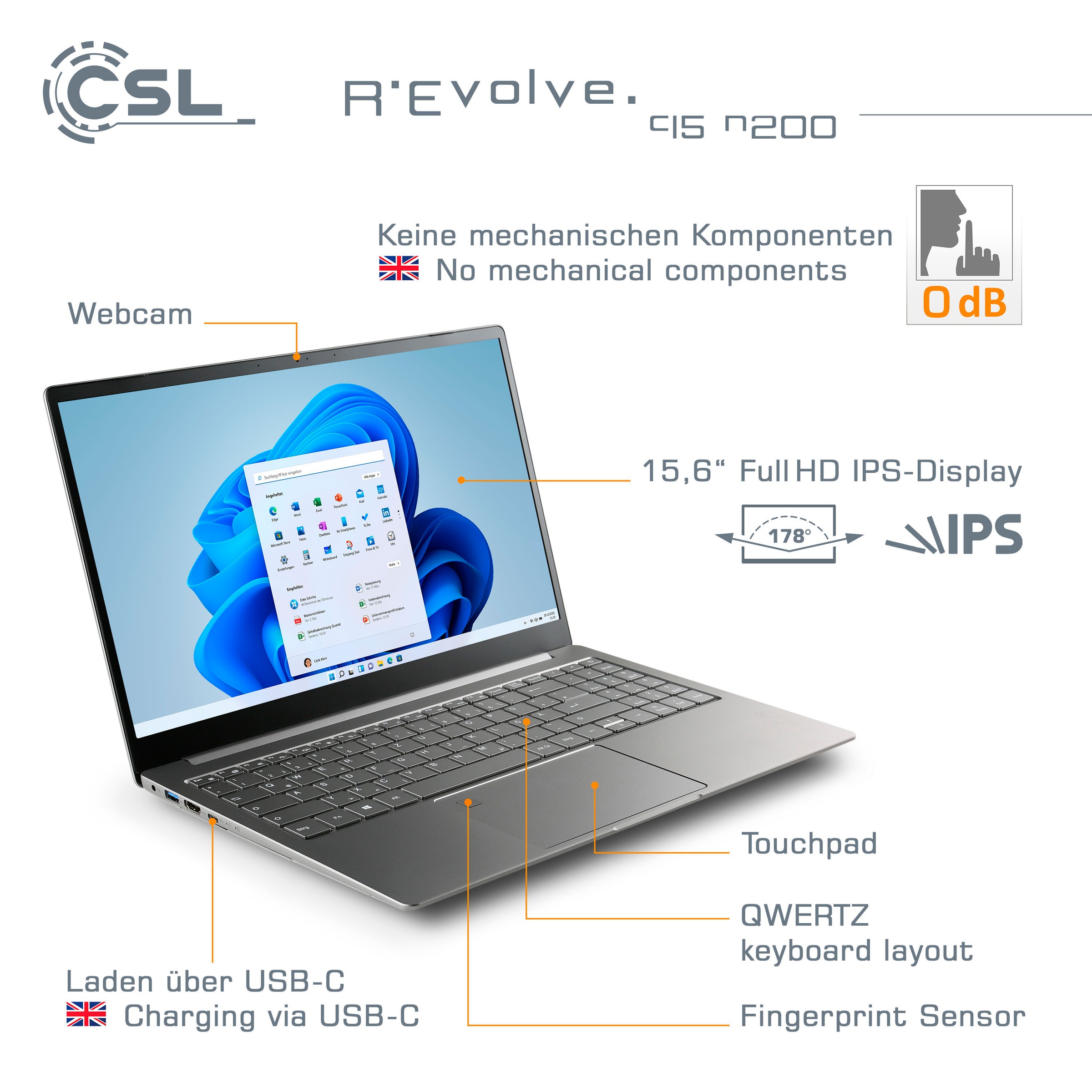 CSL Notebook »R'Evolve C15 v3«, 39,6 cm, / 15,6 Zoll, Intel, N-Reihe, UHD Graphics, 1000 GB SSD