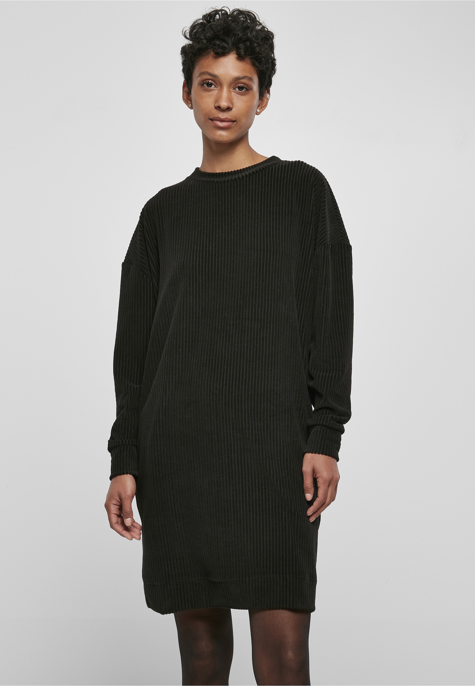 URBAN CLASSICS Shirtkleid »Urban Classics Damen Ladies Velvet Rib Crew Dress« 1 Stk. tlg.