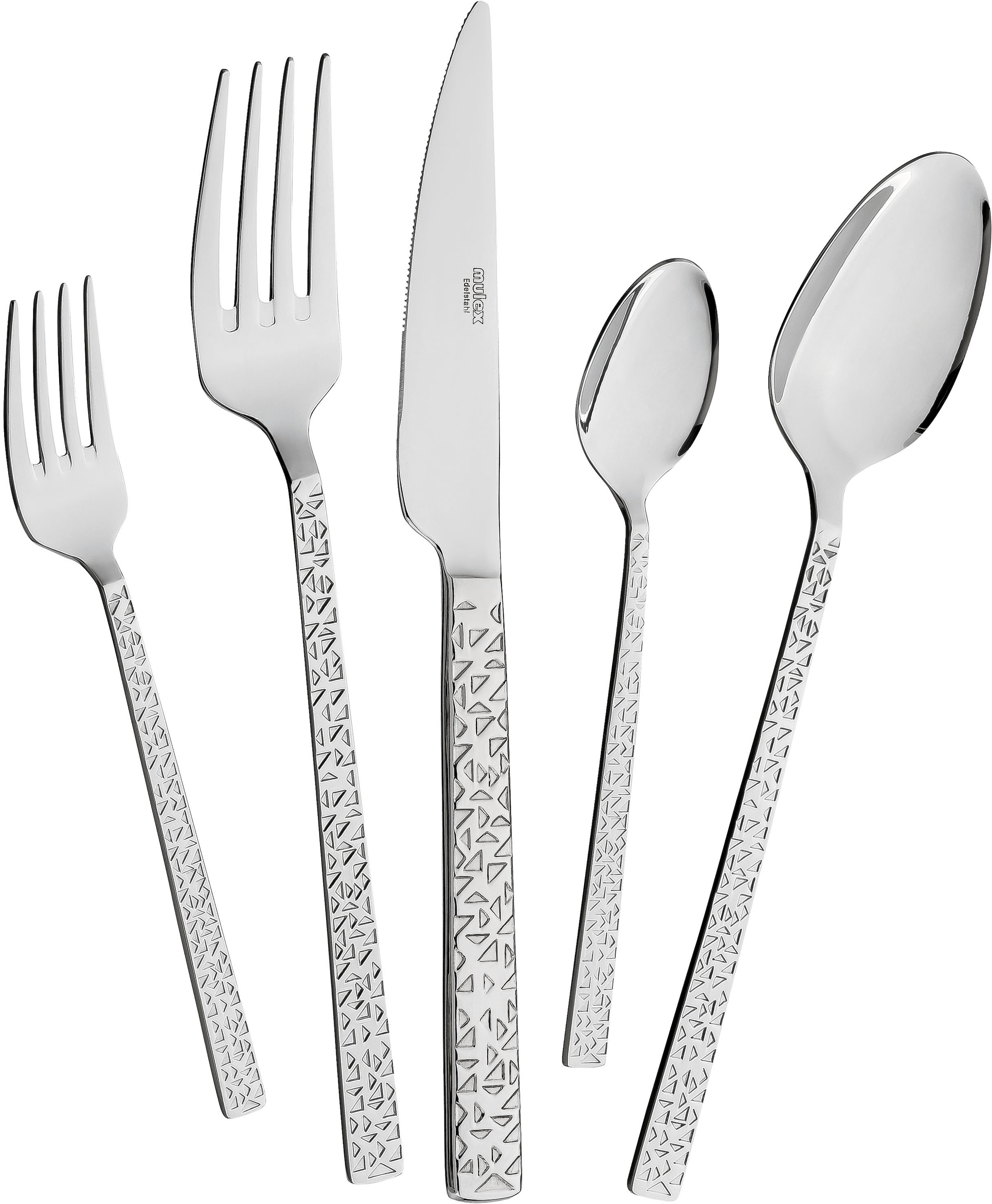 Mulex Besteck-Set »Besteck Siena, mit feiner Hammerschlag-Struktur«, (Set, 60 tlg.), elegantes Besteck mit beeindruckend schöner Optik