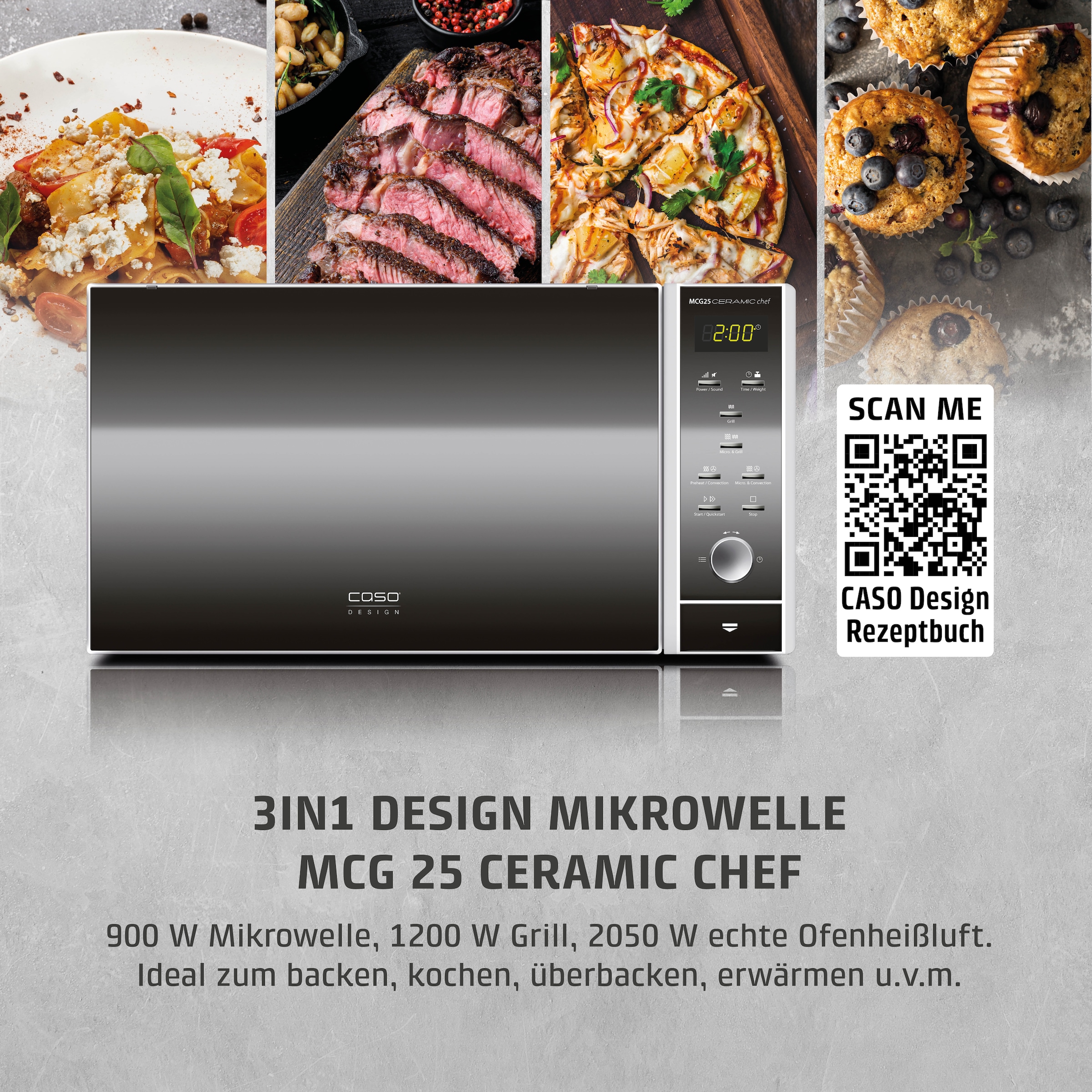 Caso Mikrowelle »3351 MCG 25 Ceramic Chef« Grill | Heißluft | Mikrowelle 2100 W
