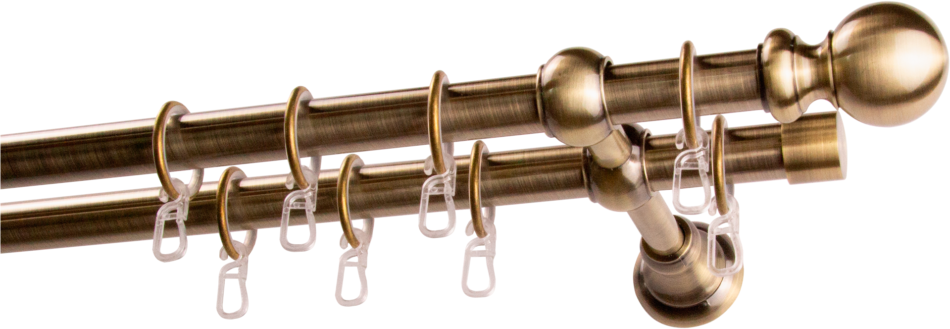 GARESA Gardinenstange "ANDREA" Ø 20 mm 2 läufig-läufig Wunschmaßlänge Vorhanggarnitur, verlängerbar, Endknopf Kugel lang, mit Ringen