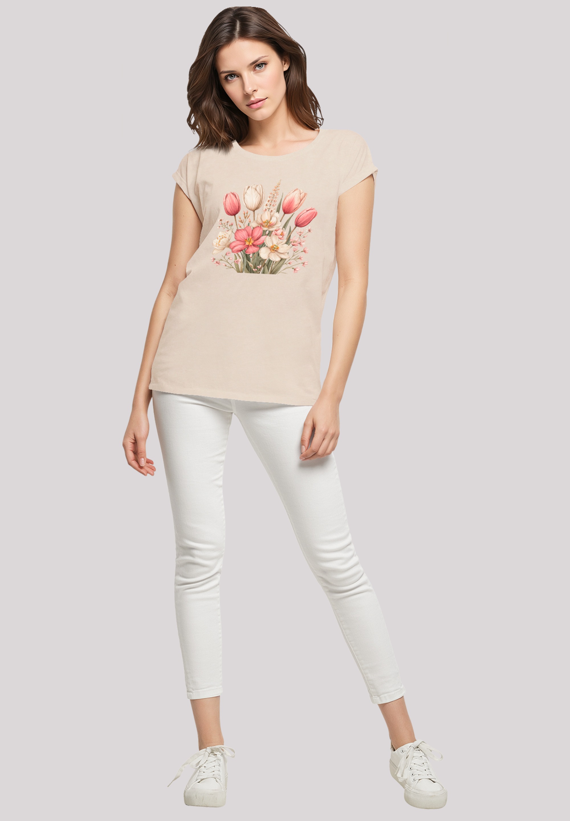 F4NT4STIC T-Shirt »Rosa weißer Frühlingsblumenstrauß«, Premium Qualität