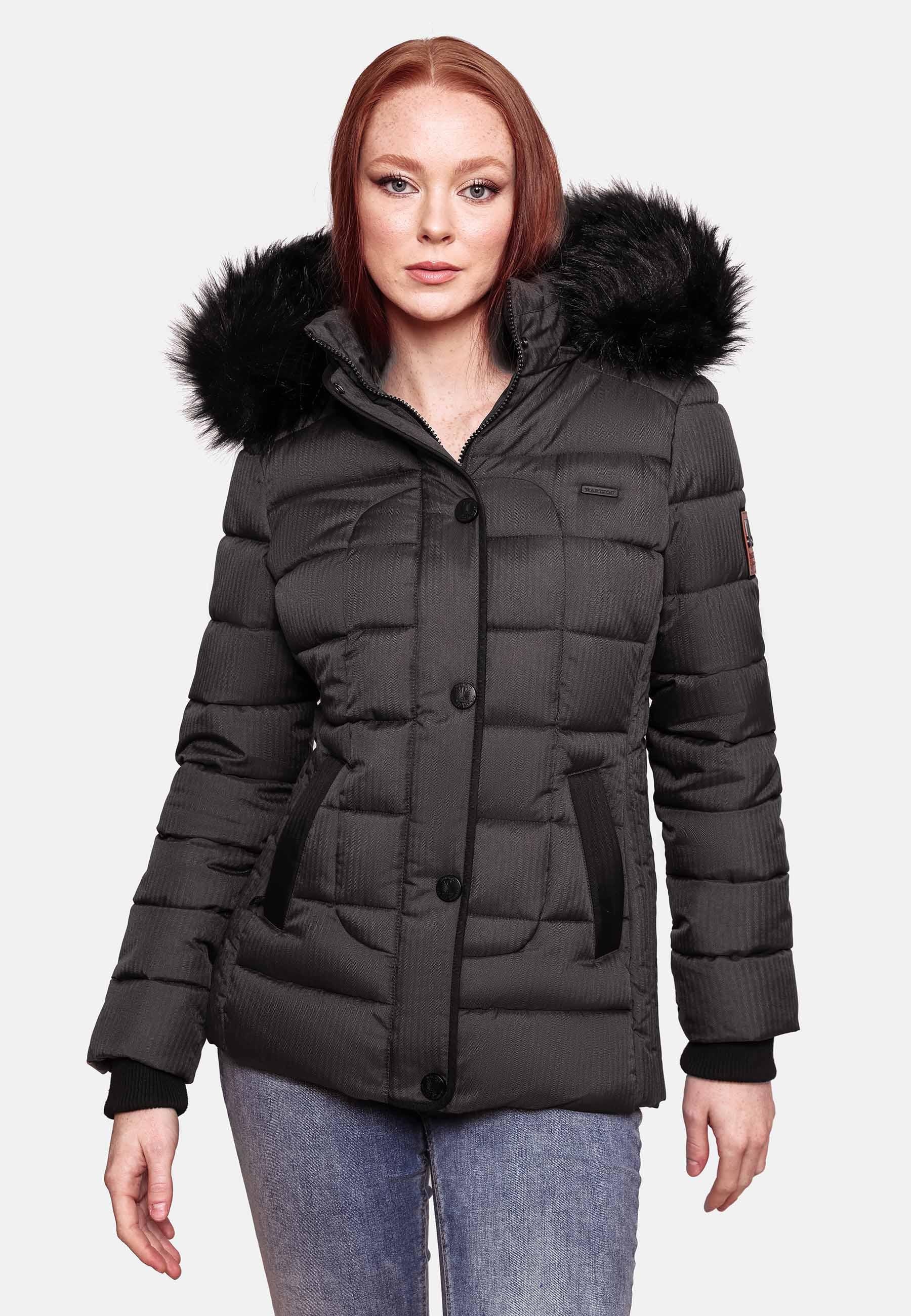 Marikoo Steppjacke »Unique«, mit Kapuze, modische Winterjacke mit Kunstpelz-Kapuze