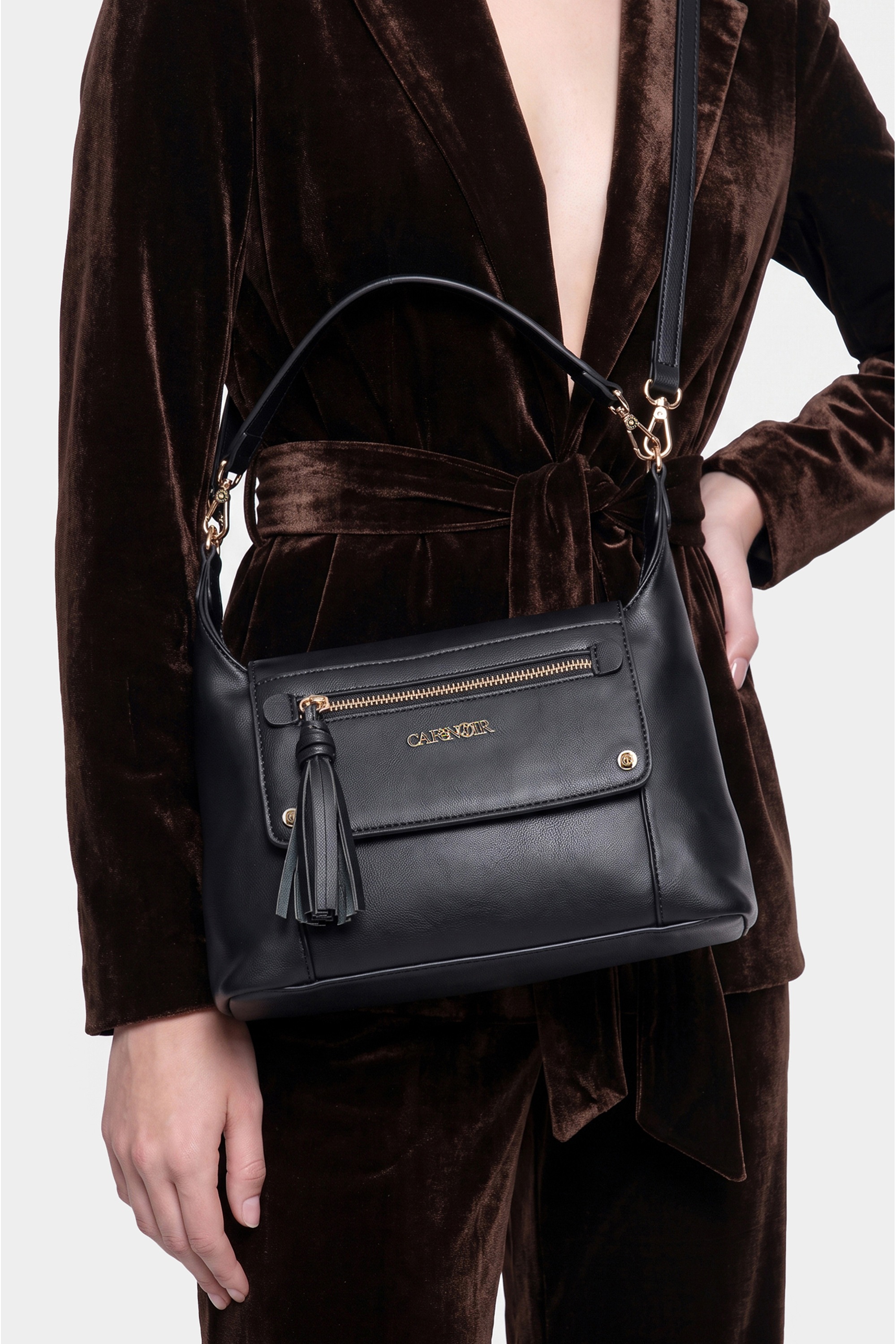 CAFèNoir Schultertasche »SMALL HOBO BAG WITH FLAP C3MC1107 Damen« Schultertasche Damen, Abendtasche, Handtasche, Fashion, Lifestyle