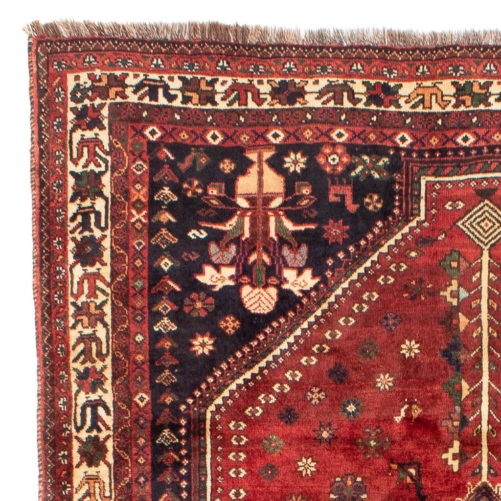 Wohnen Teppiche morgenland Wollteppich »Shiraz Medaillon Rosso scuro 305 x 208 cm«, rechteckig, 1 mm Höhe, Unikat mit Zertifikat