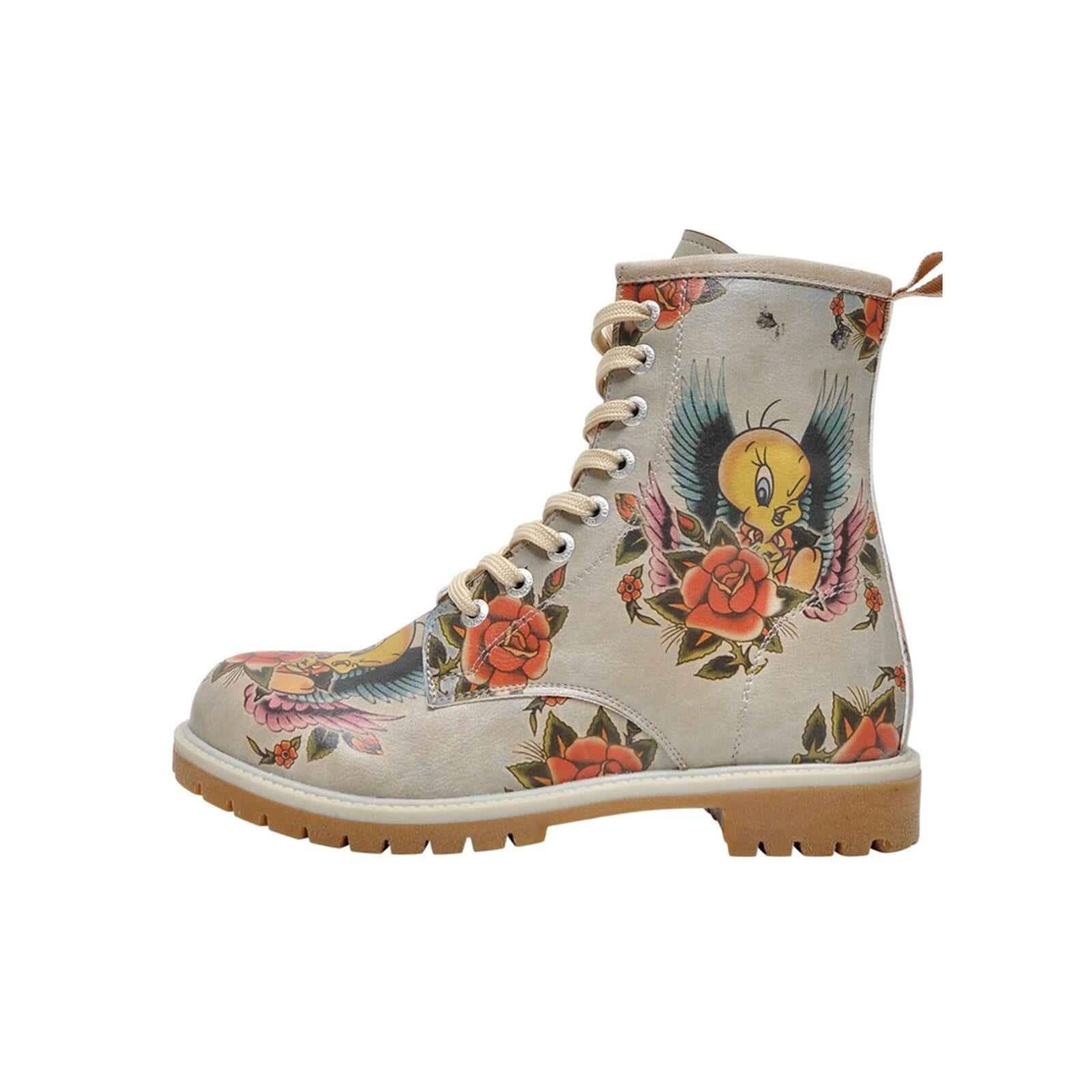 DOGO Schnürboots "Damen Wb Long Boots Tweety With Roses 36 farbig Vegan Damen Boot", Vegan