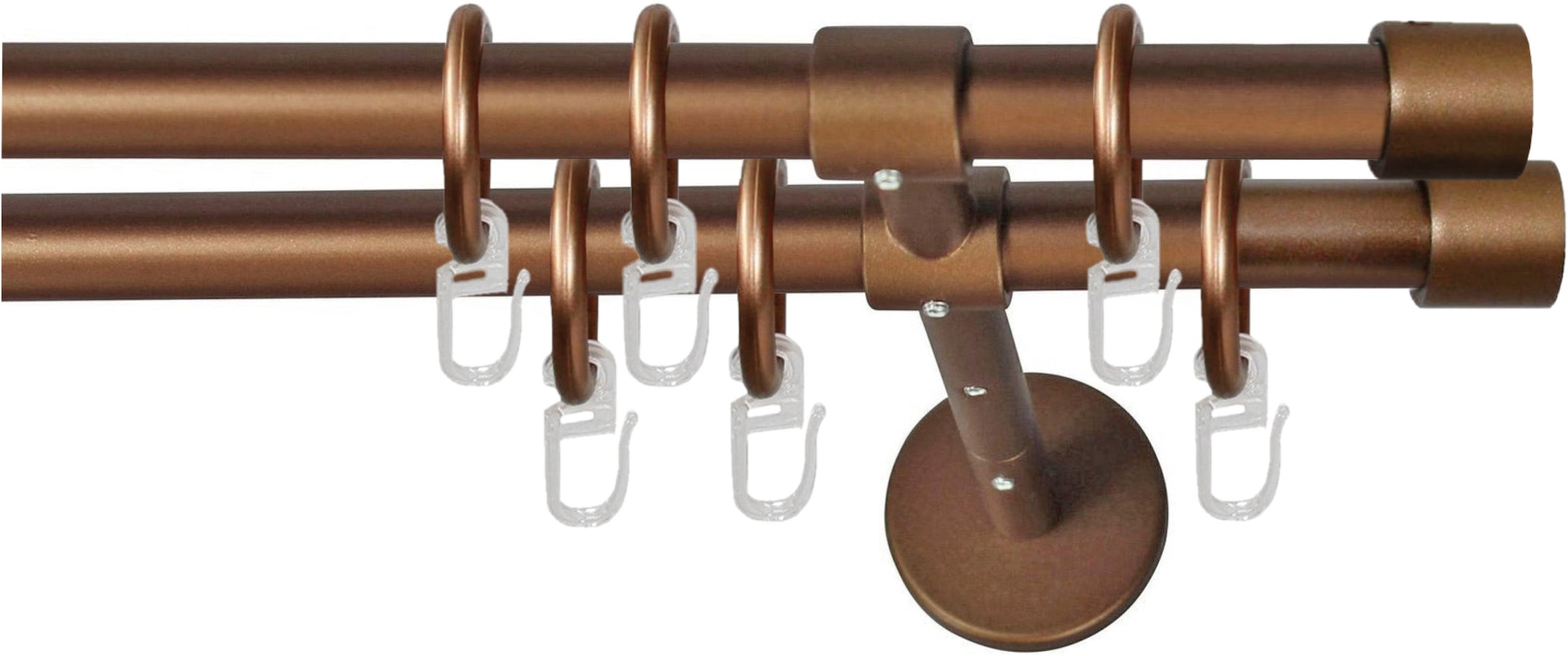 Gardinenstange GARESA, L:380cm Ø:16mm, braun, Metall, Wohnzimmer, Gardinenstangen, "RUSTIKA", rustikale Vorhanggarnitur, verlängerbar, m. Ringe,