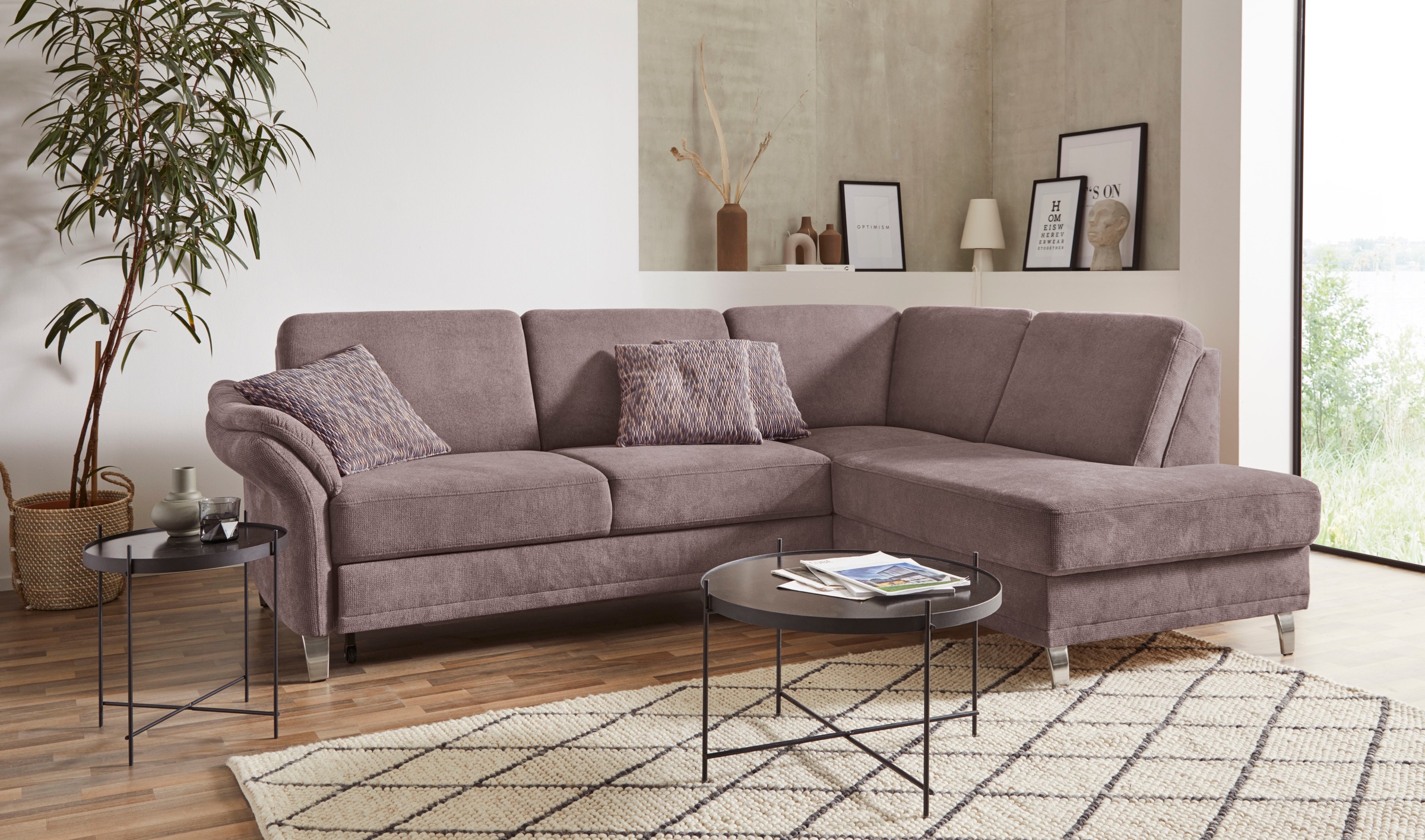 sit&more Ecksofa "Clio L-Form" wahlweise mit Schlaffunktion und Bettkasten, inklusive Federkern