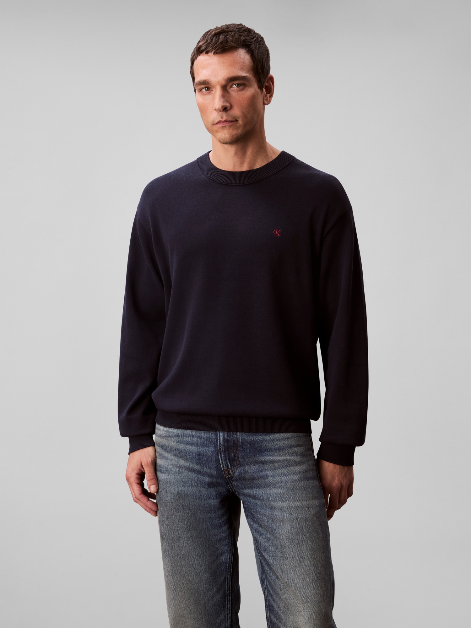 Calvin Klein Jeans Strickpullover "LS EZ COTTON CREWNK SWEATER 12GG", Mit R günstig online kaufen
