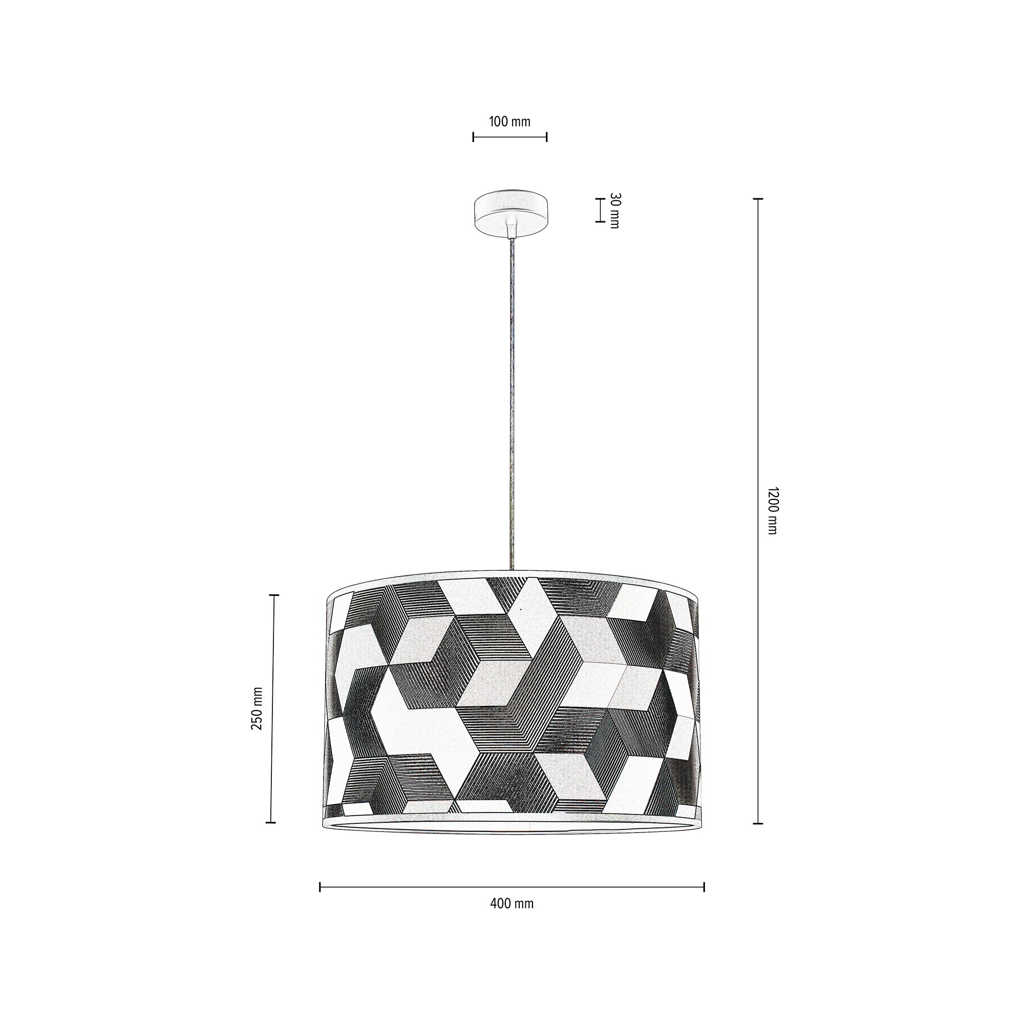 BRITOP LIGHTING Pendelleuchte »ESPACIO«, 1 flammig, Leuchtmittel E27 | ohne Leuchtmittel, Hängeleuchte, Lampenschirm aus laminierter Tapete, kürzbar