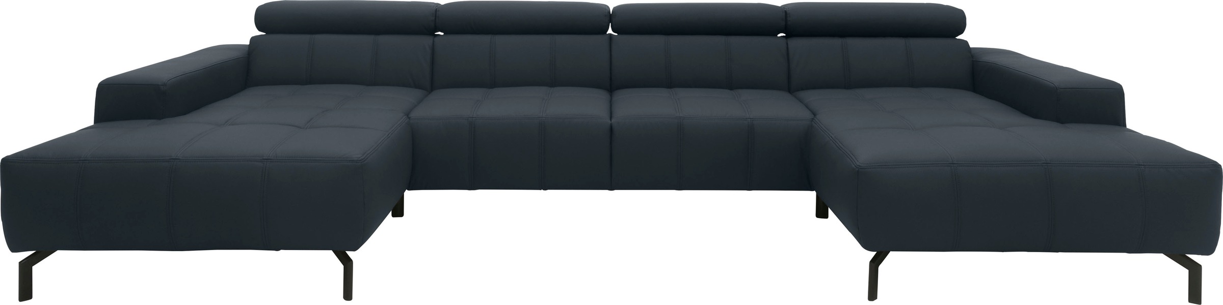 DOMO collection Wohnlandschaft »Cunelli tolle Sitznähte als Designelement, fester Sitzkomfort, U-Form«, wahlweise mit Kopfteilverstellung, bodenfrei