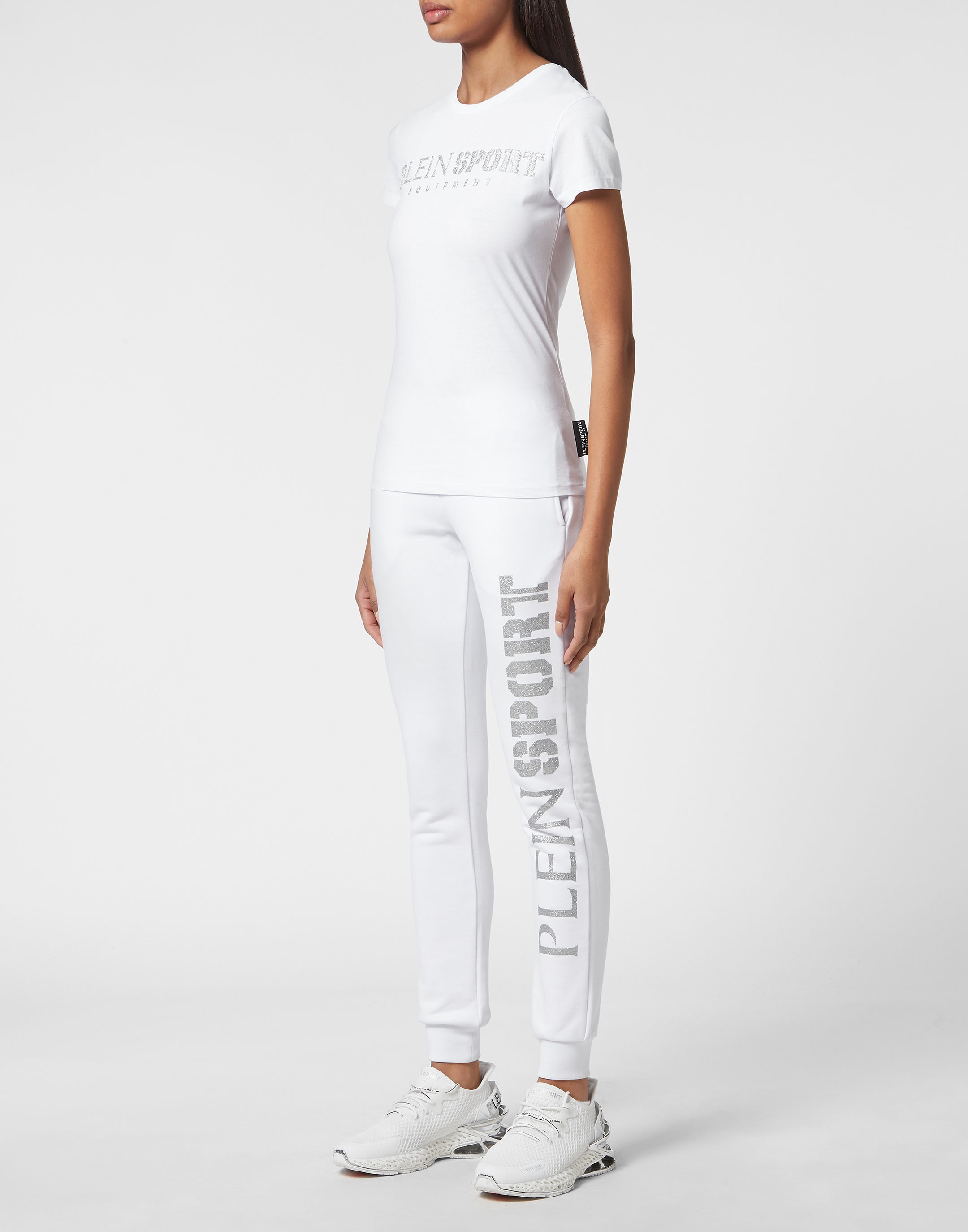 T-Shirt PLEIN SPORT "T-Shirt", Damen, Gr. XL, weiß (01, weiß), Obermaterial: 100% Baumwolle, Shirts T-Shirt 3