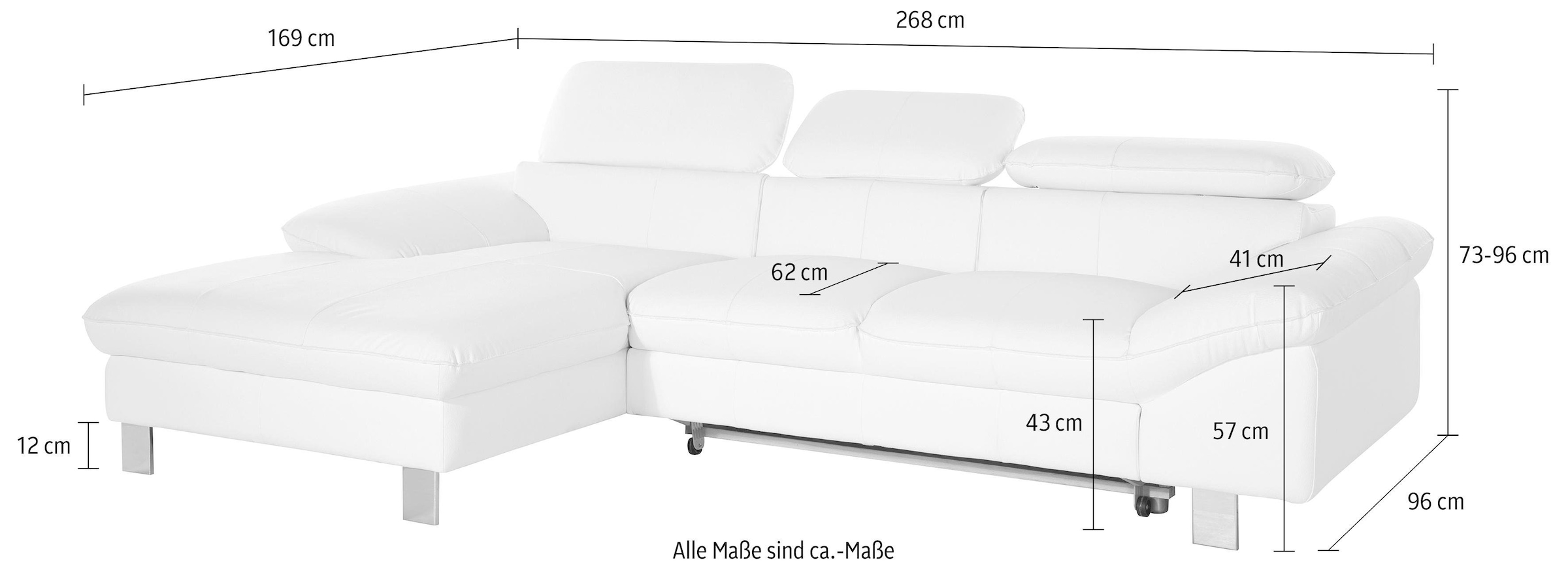 COTTA Polstergarnitur »Driver L-Form«, (Set), Set bestehend aus: Ecksofa mit Kopfteilverstellung & Hocker