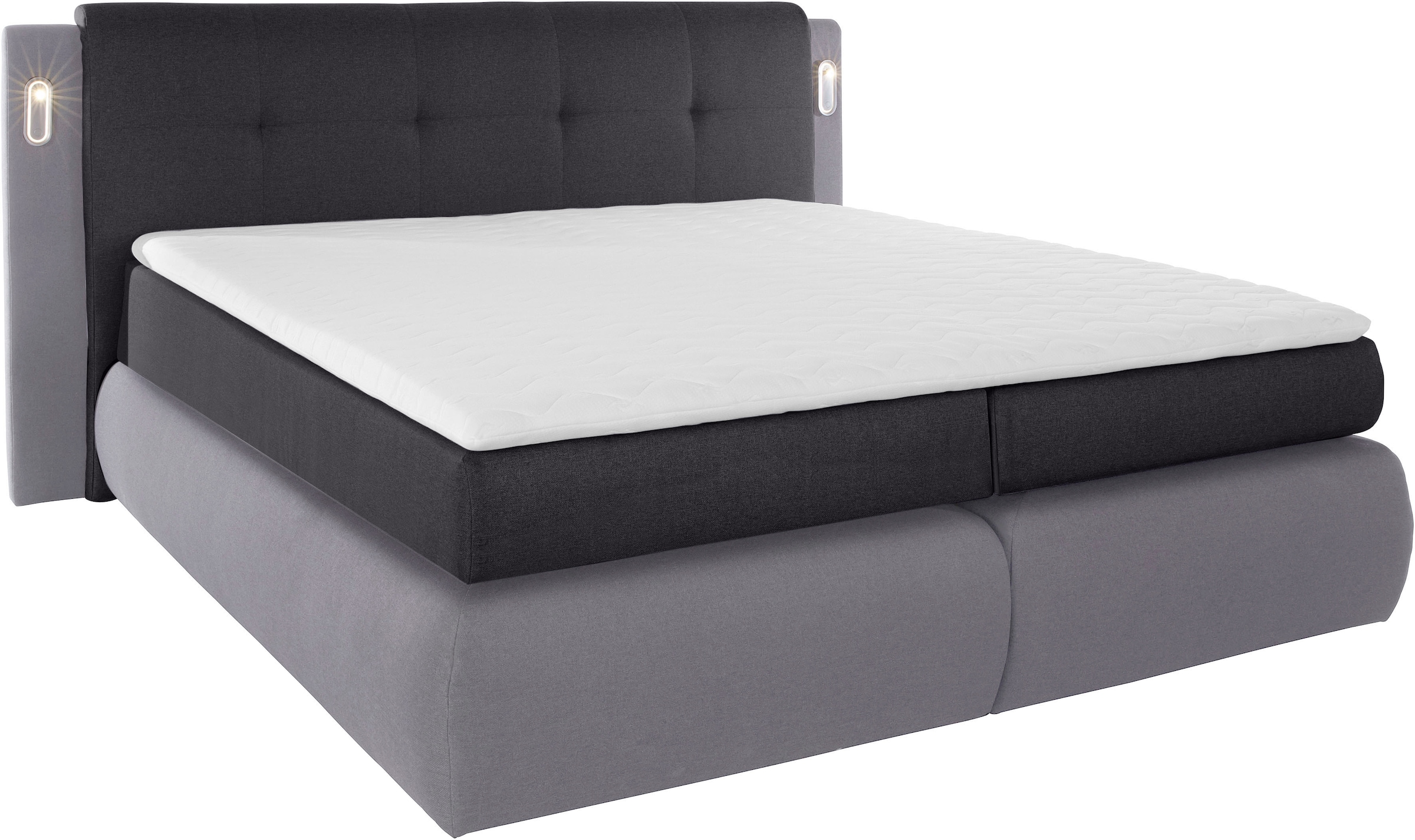 COLLECTION AB Boxspringbett »Borna«, inklusive Bettkasten, LED-Beleuchtung und Topper