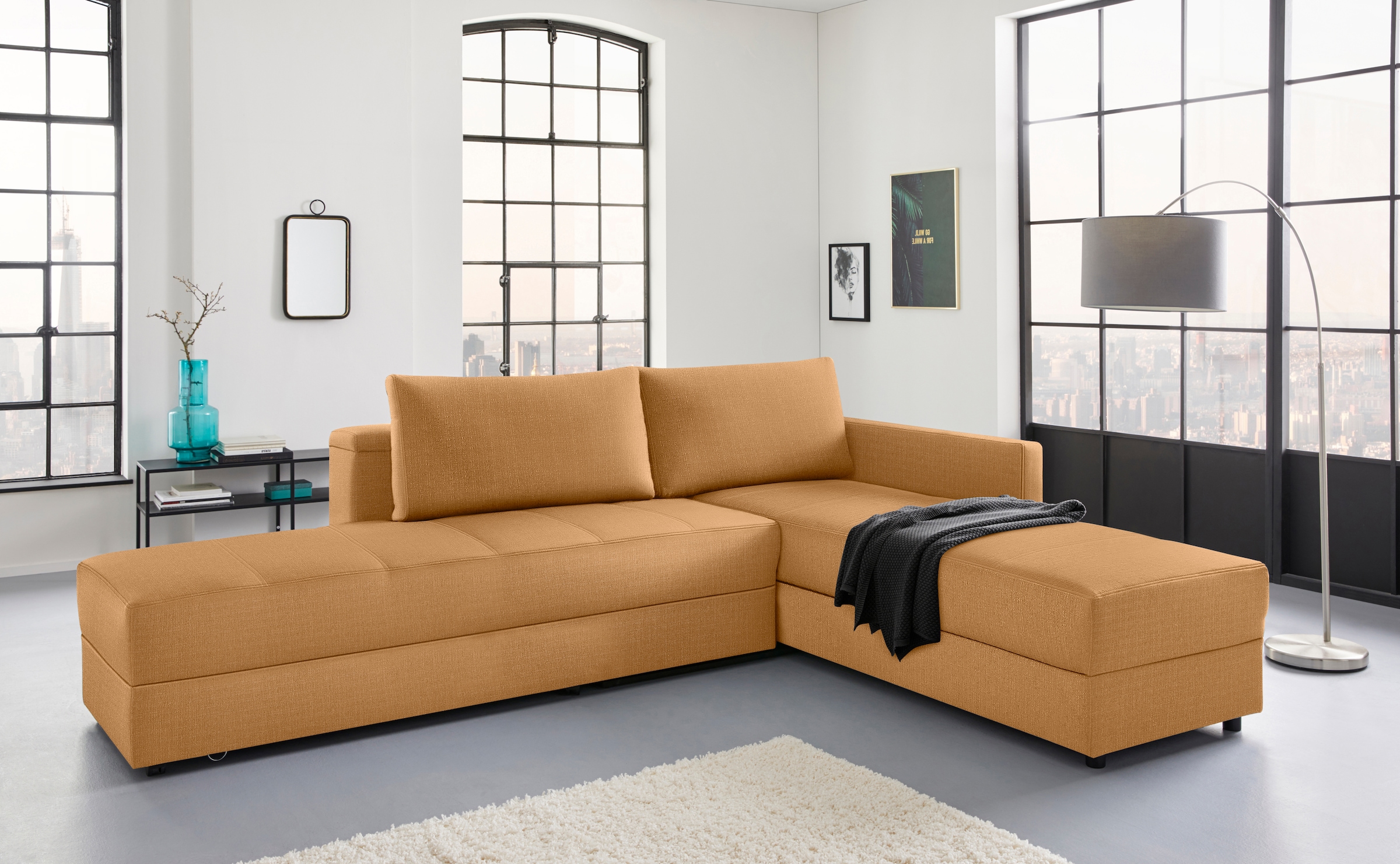 LOOKS by Wolfgang Joop Ecksofa "LooksIII L-Form" durch Drehfunktion zum Bett wandelbar, inklusive Staufach