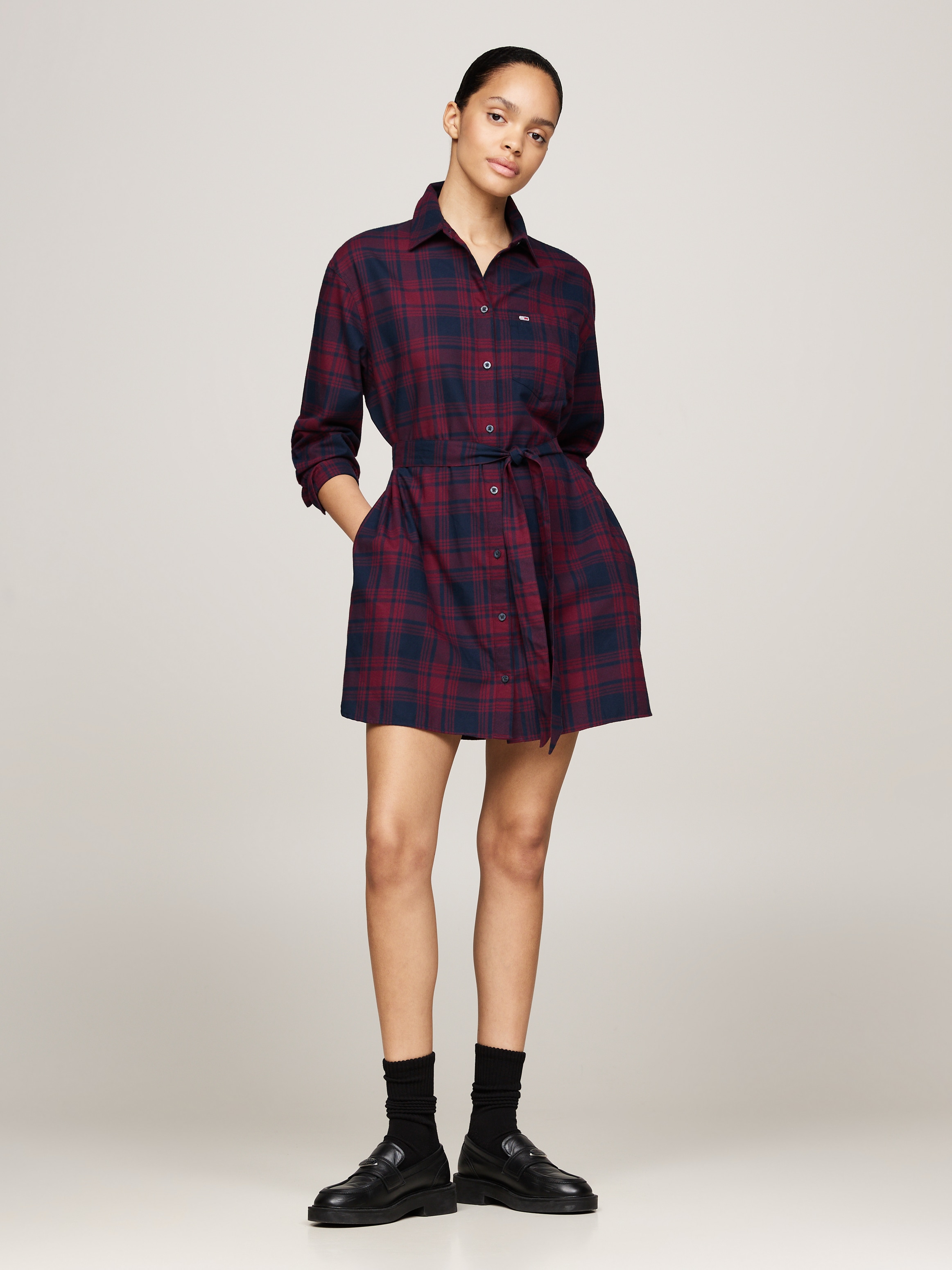 Hemdblusenkleid »TJW CHECK SHIRT DRESS EXT«, im modischem Karodessin, mit Gürtel