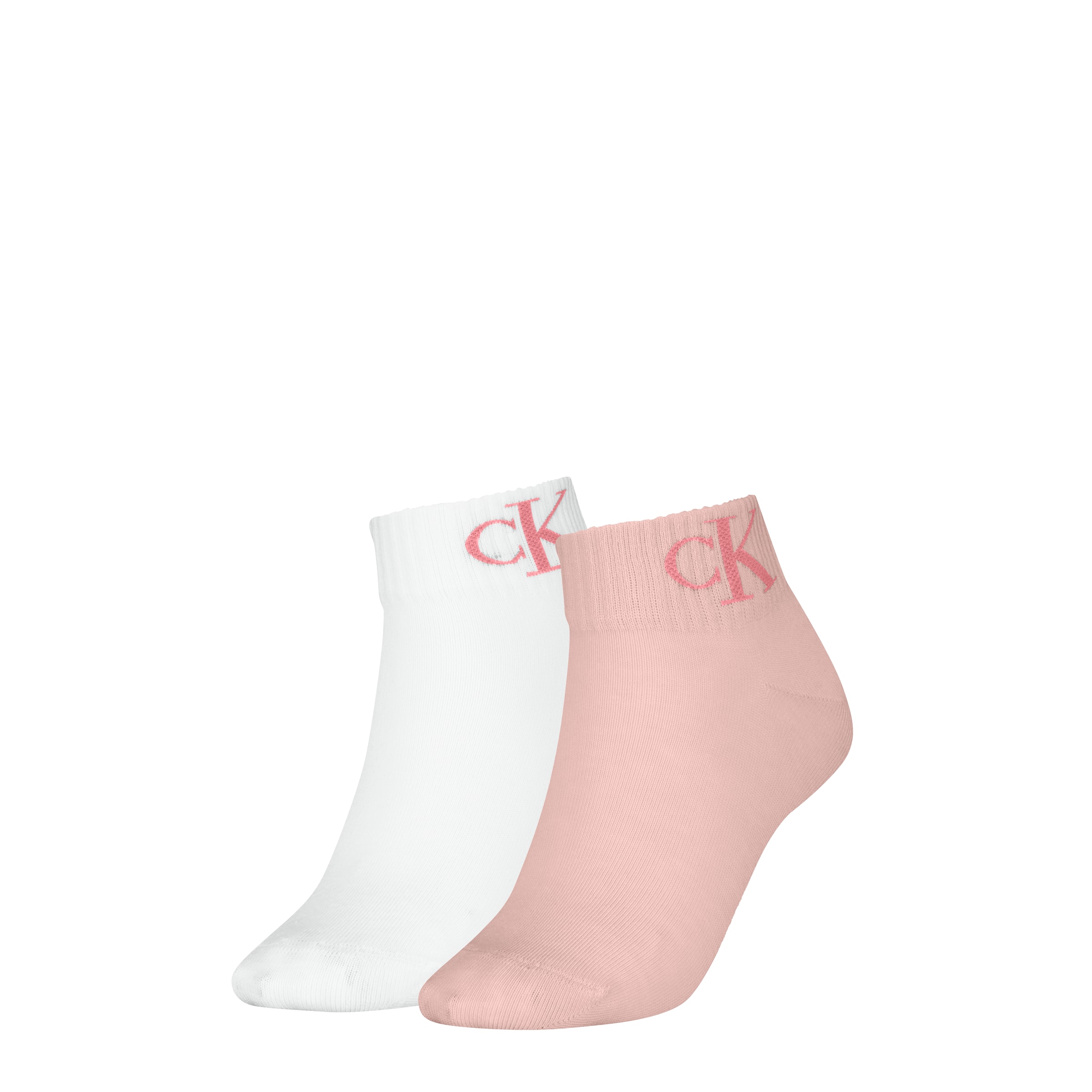 Calvin Klein Jeans Socken "CKJ WOMEN QUARTER 2P MONOGRAM", (2 Paar), mit Logostickerei