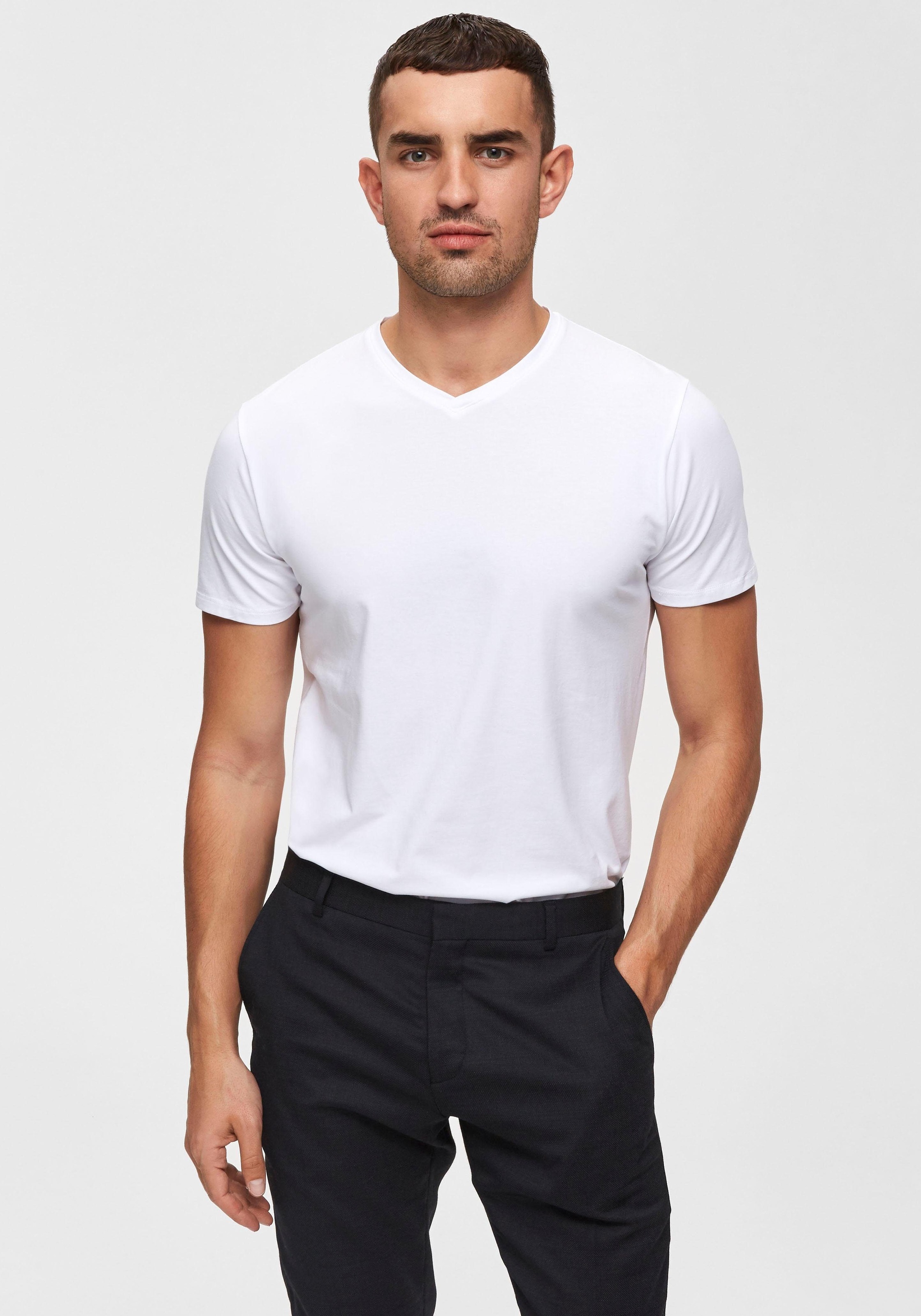 SELECTED HOMME V-Shirt »SLHNEWPIMA SS V-NECK TEE B NOOS«