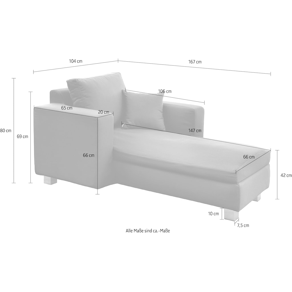 Fink Chaiselongue »CARLO«, für Outdoor geeignet, UV beständig, lange Armlehne rechts