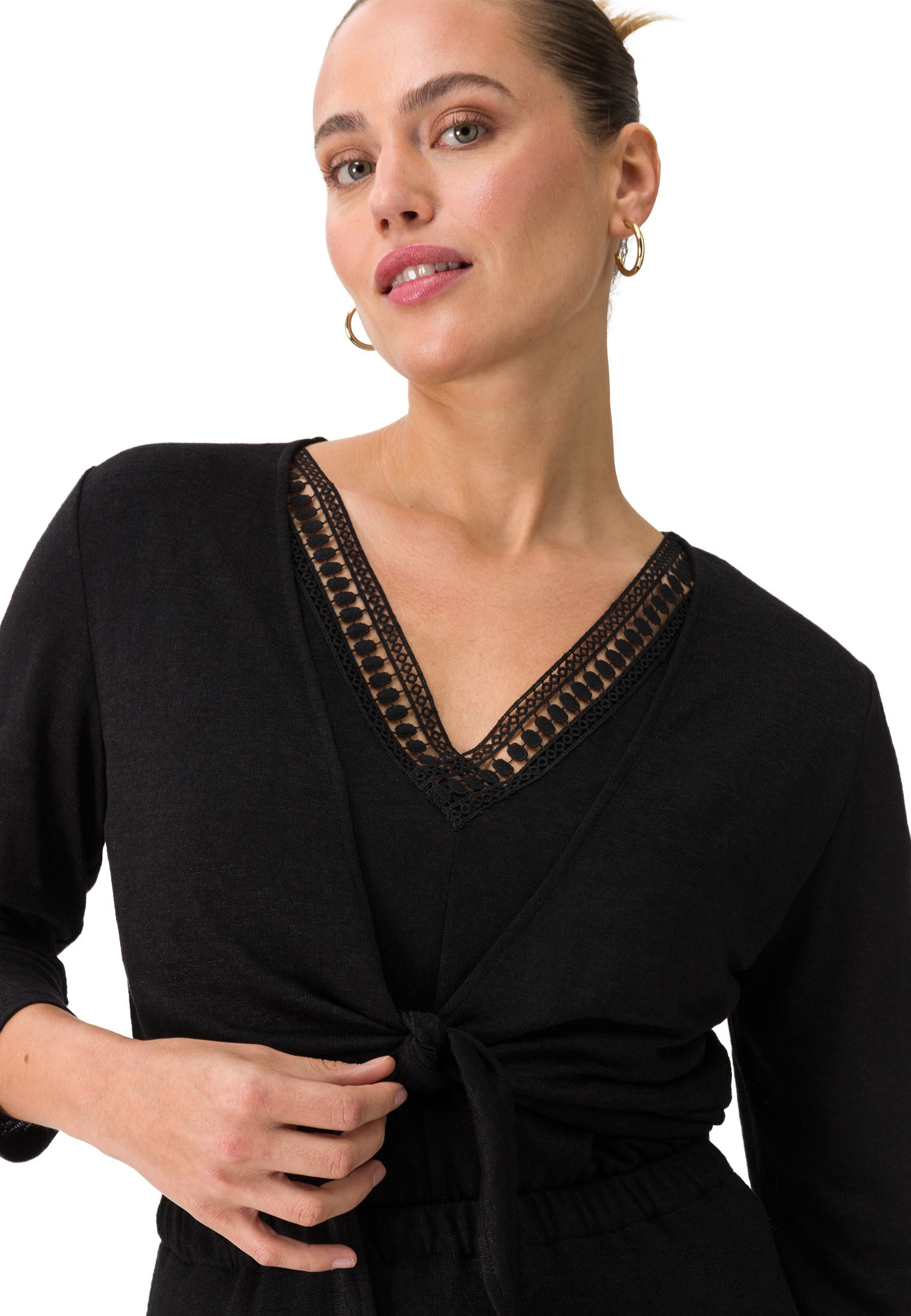Zero Sweatjacke »zero Jerseyjacke mit Bindedetail«, Bindedetail