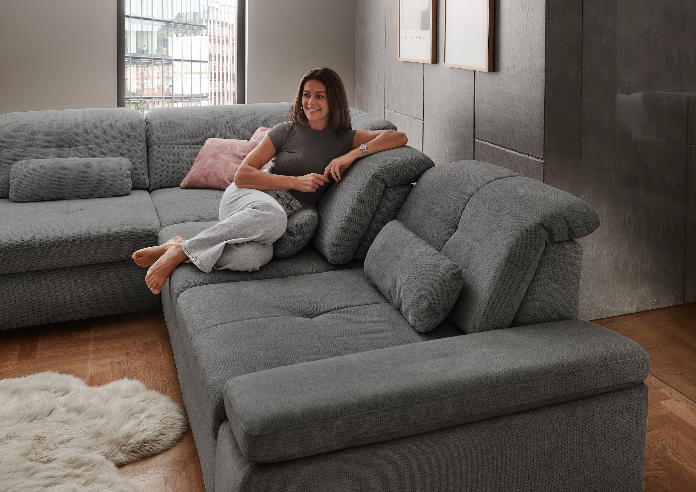 Die PlanBar Ecksofa »MP-IN16012 L-Form Kaltschaum-Polsterung«, inkl. Sitztiefenverstellung, optional mit Funktionen